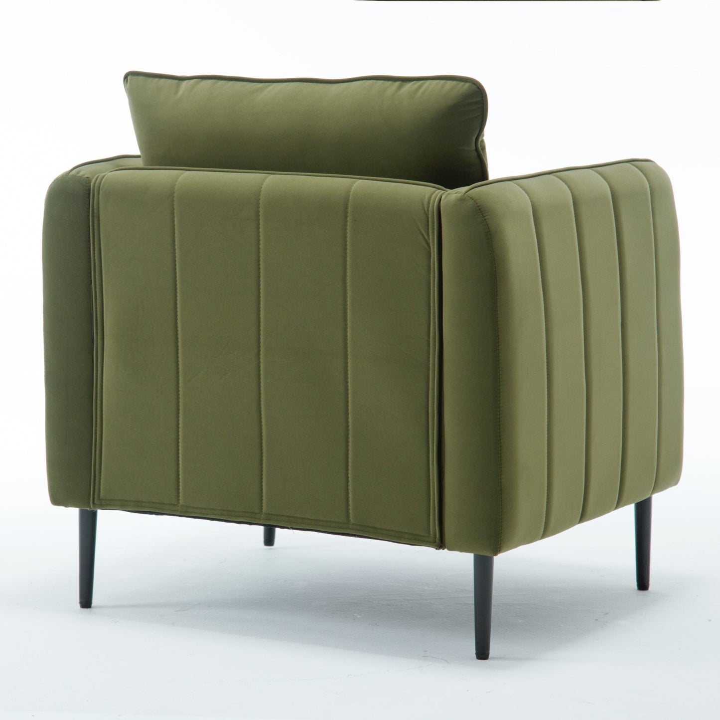 Mid - Century Modern Velvet Accent Chair with Metal Legs and Pillow for Living Room, Green Upholstered Sofa Chair in Soft Velvet and Steel Frame - 1st Choice Furniture Direct