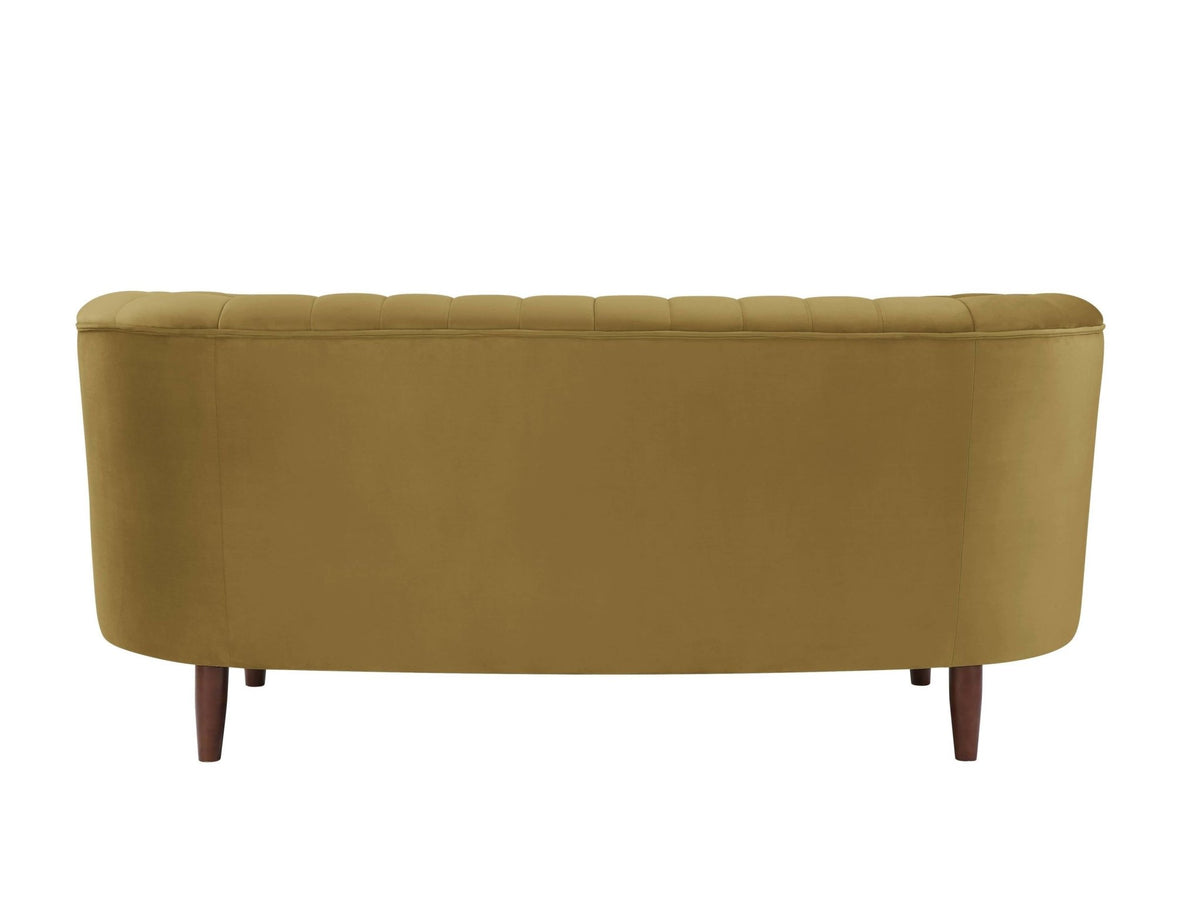 Millephri Olive Yellow Velvet Loveseat - 1st Choice Furniture Direct