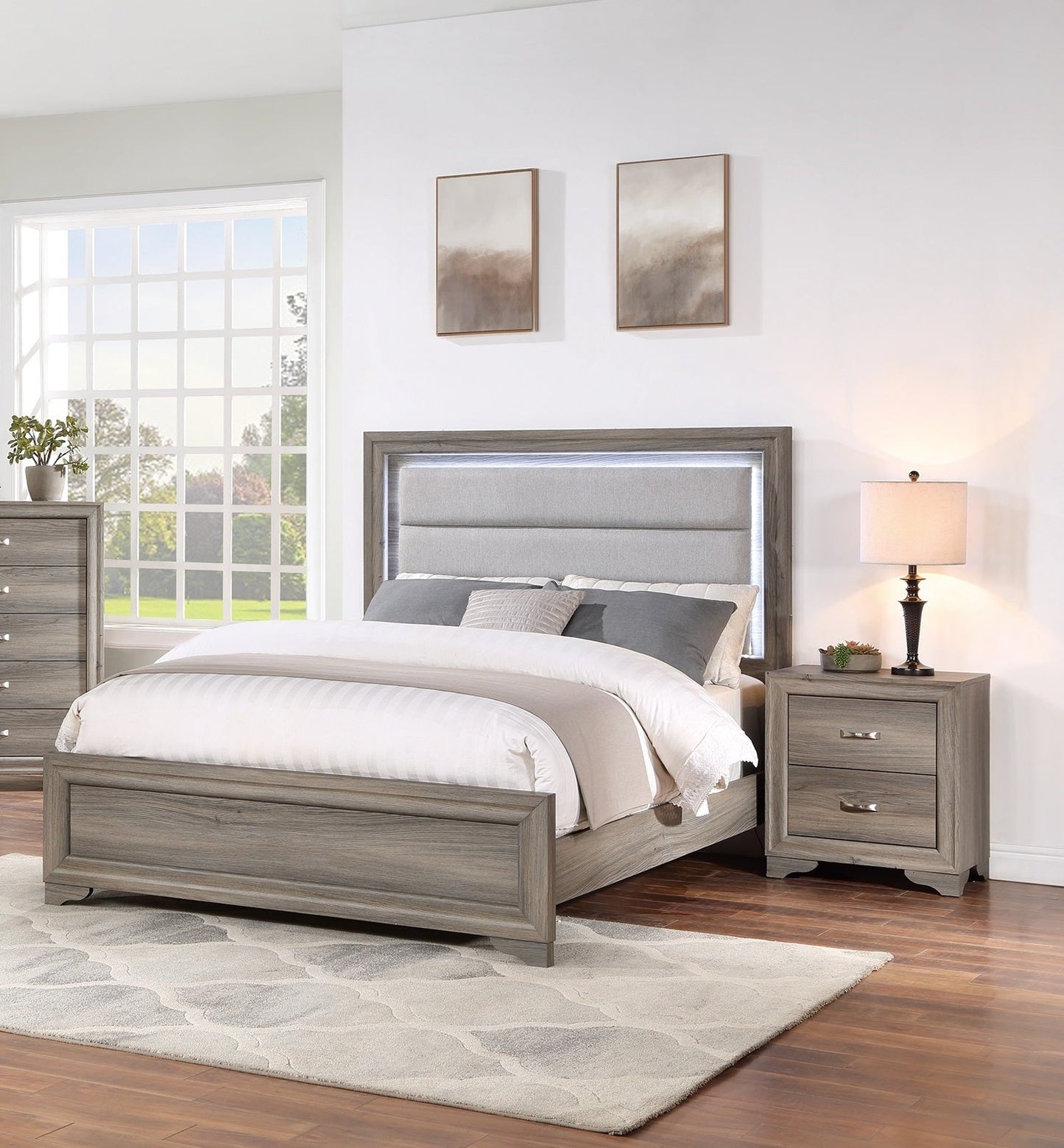 Modern 1pc Nightstand Wooden Bedside Table 2 - Drawers Bedroom Furniture - 1st Choice Furniture Direct
