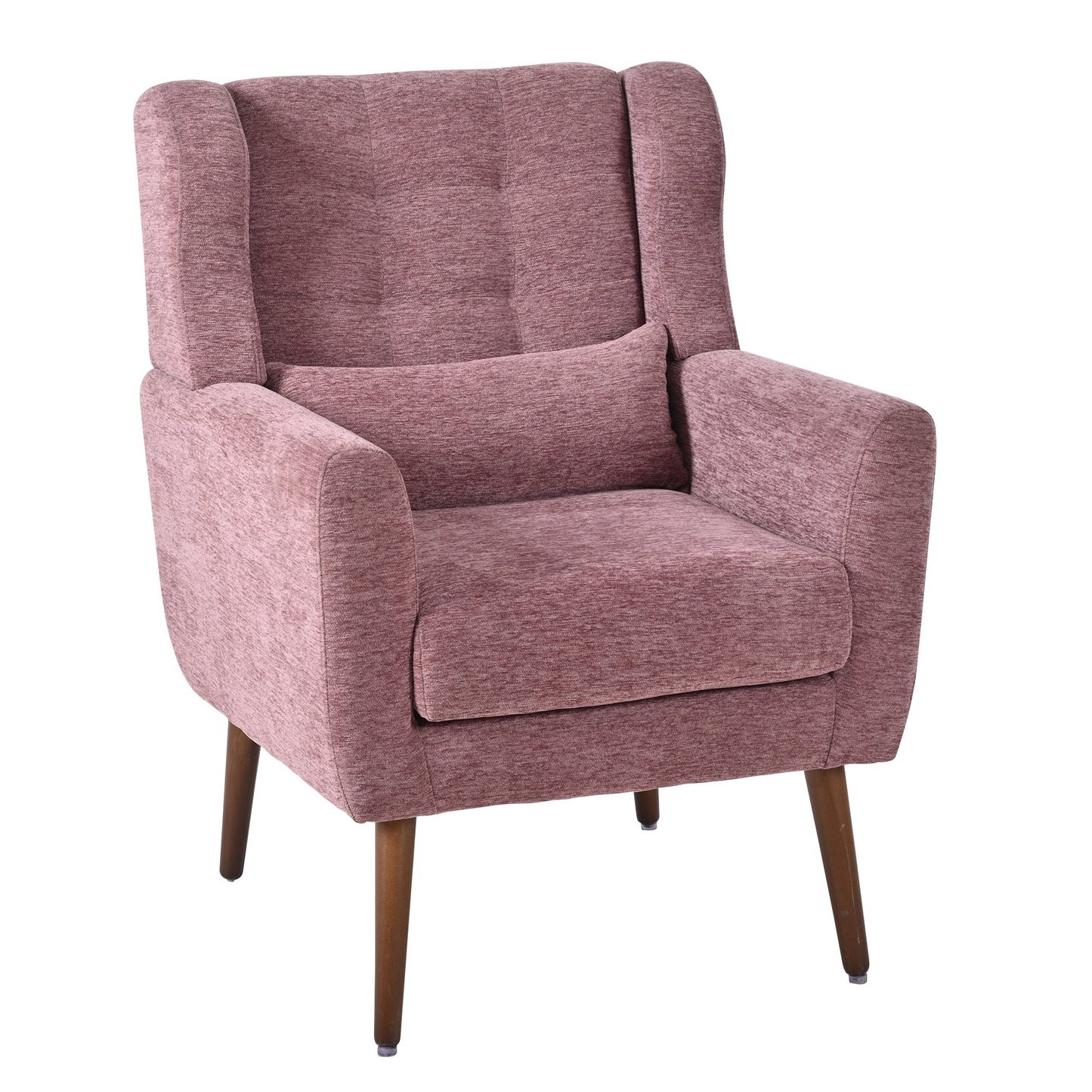 Modern Accent Chair,Chenille Living Room Lounge Chair w/ Throw Pillow,Comfy Reading Chair,Mid Century Living Room Chair, Lounge Arm Chairs Armchair for Living Room Bedroom (Purple) - 1st Choice Furniture Direct