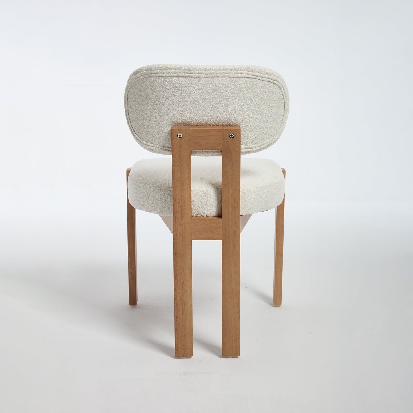 Modern Farmhouse Dining Chairs Set of 2 in Beige, Fabric Upholstered Wooden Kitchen Chairs with Ergonomic Backrest and Adjustable Feet, Rubber Wood Frame - 1st Choice Furniture Direct
