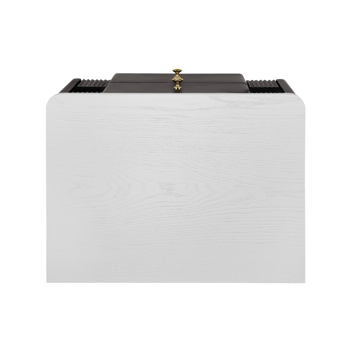 Modern Nightstand with 2 Storage Drawer, Fluted Bedside Table with Golden Metal Handles and Legs, End Table for Living Room and Bedroom, Easy Assembly, Black - 1st Choice Furniture Direct