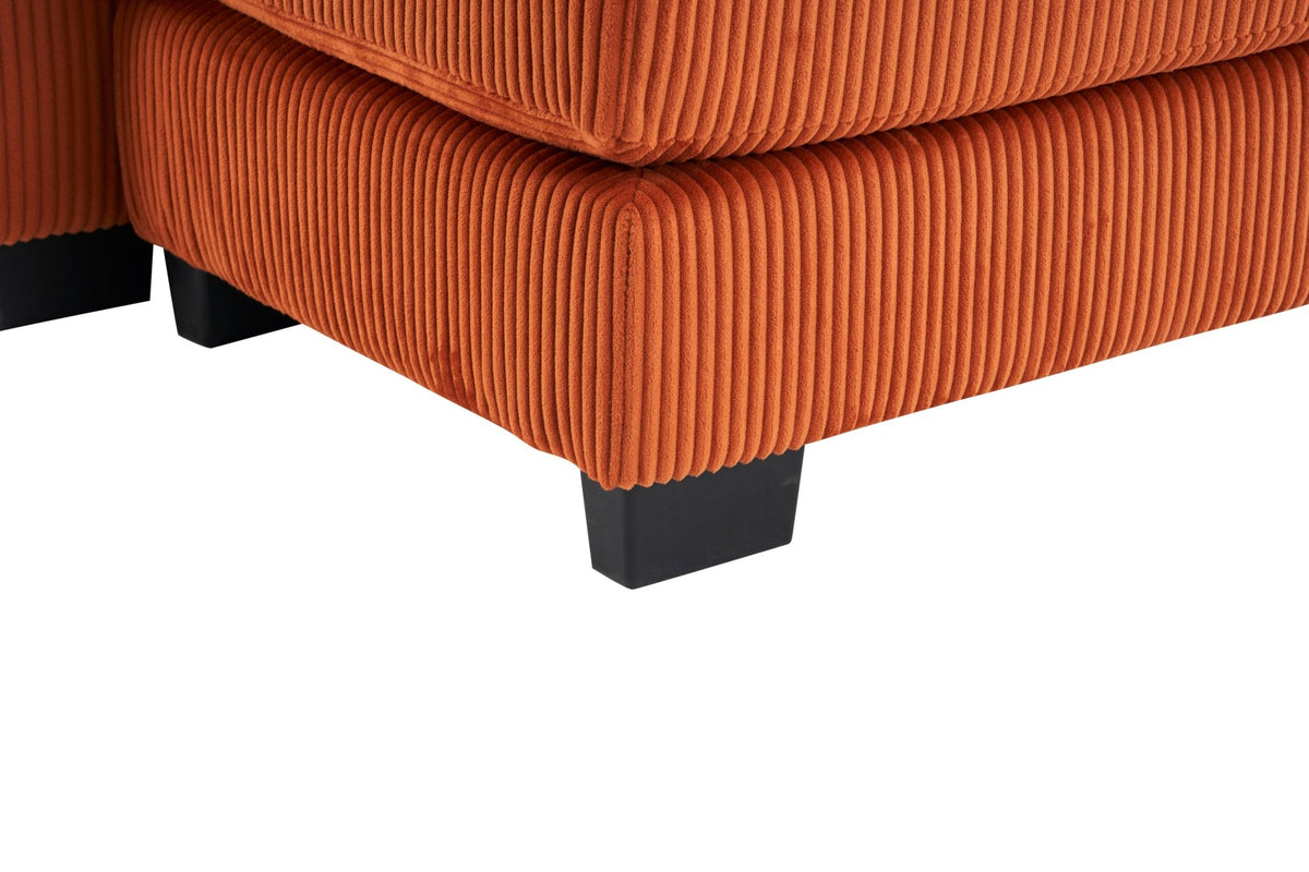 Modern U Shaped 6-seat Sectional Sofa Couch with one Ottoman and three toss pillows ,Modular Sofa for Living Room,Corduroy sofa - 1st Choice Furniture Direct