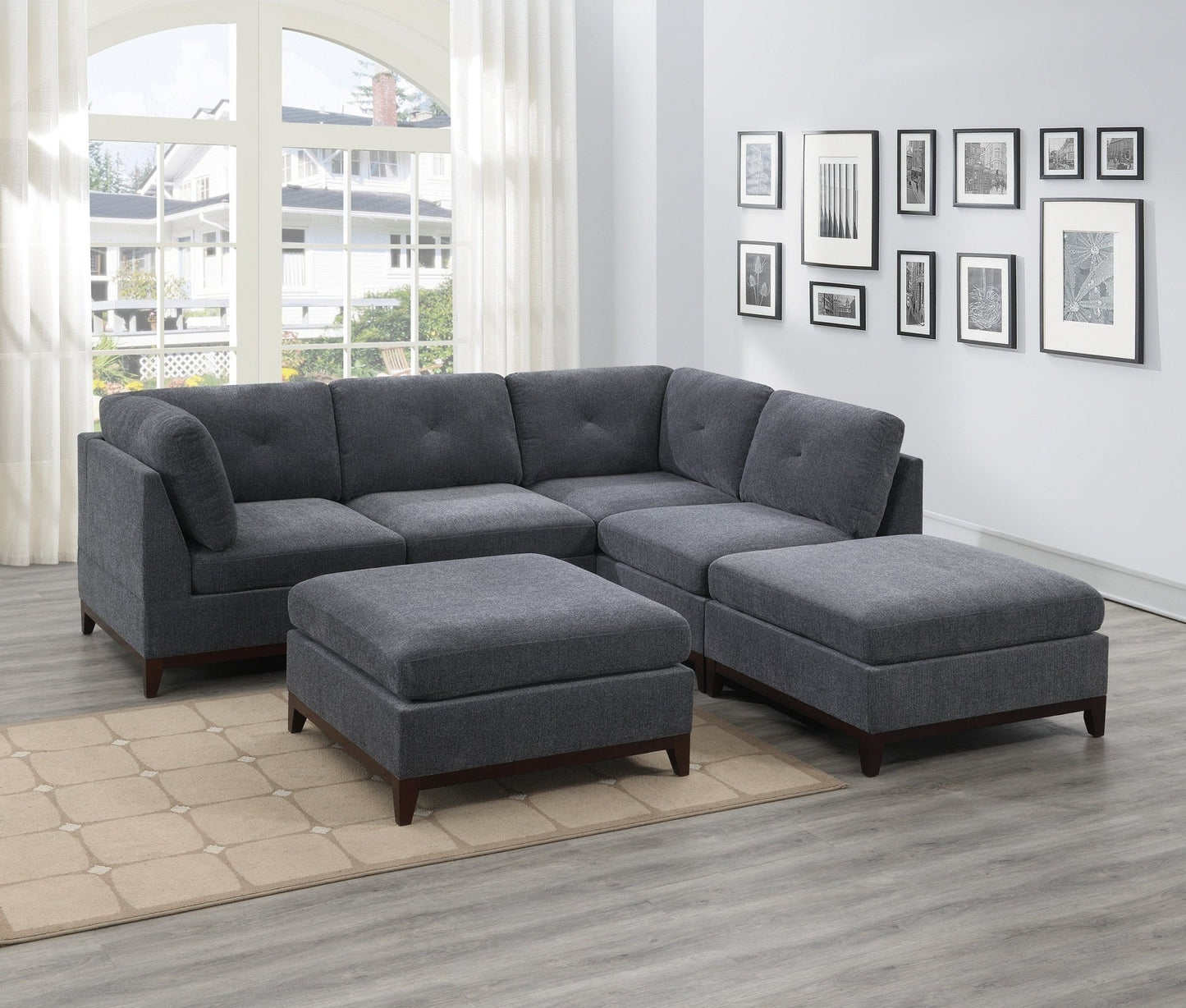 Modular Living Room Furniture Ottoman Ash Chenille Fabric 1pc Cushion Ottoman Couch - 1st Choice Furniture Direct