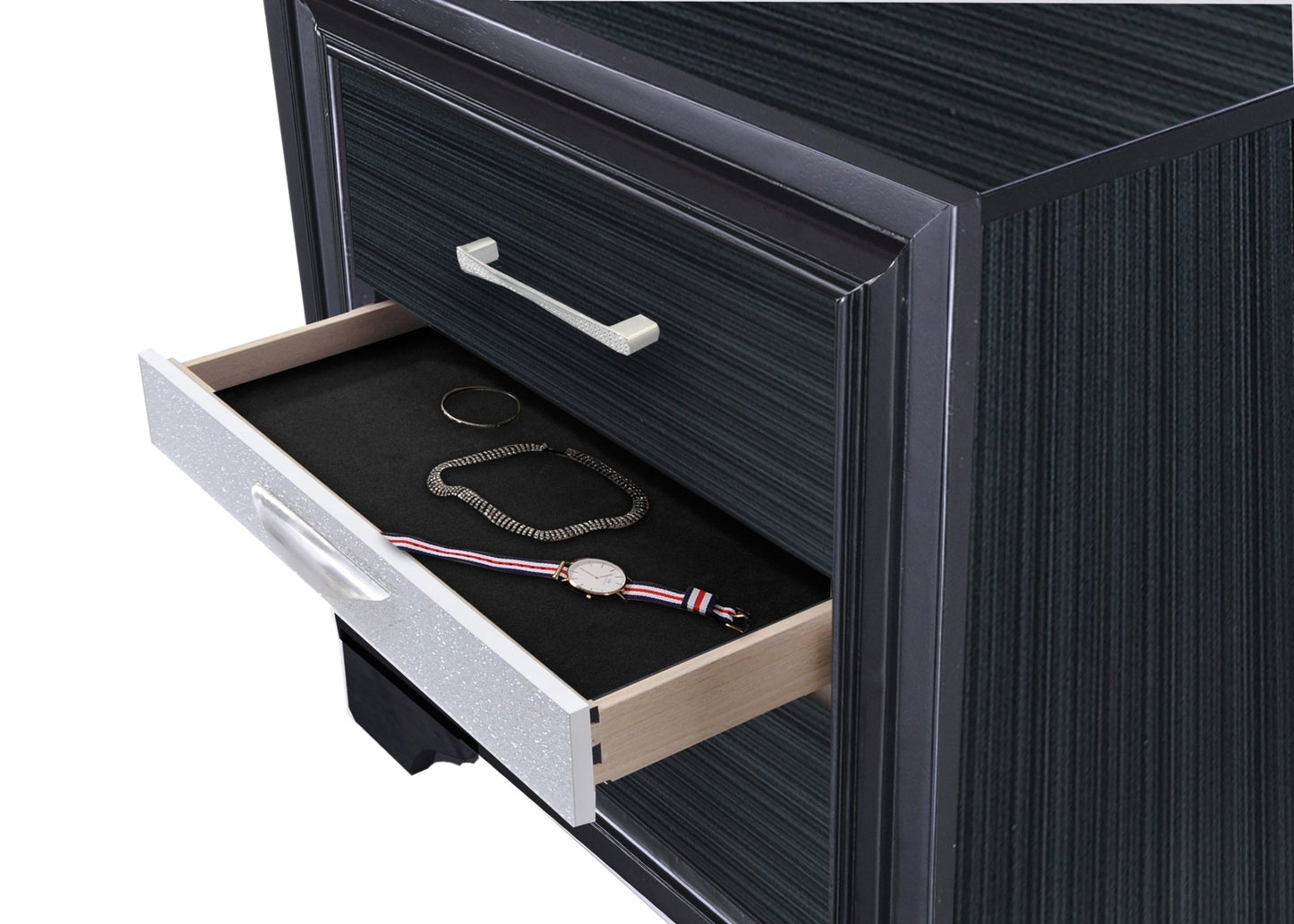 Naima Black Finish Nightstand - 1st Choice Furniture Direct