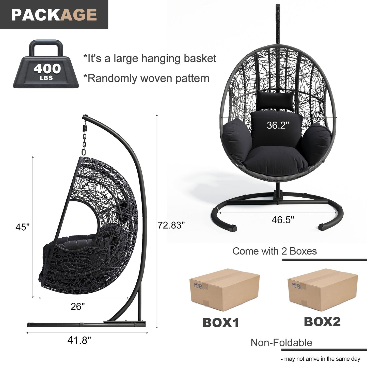 New Comming Outdoor Indoor PE wicker Swing Egg Chair Gray Color - 1st Choice Furniture Direct