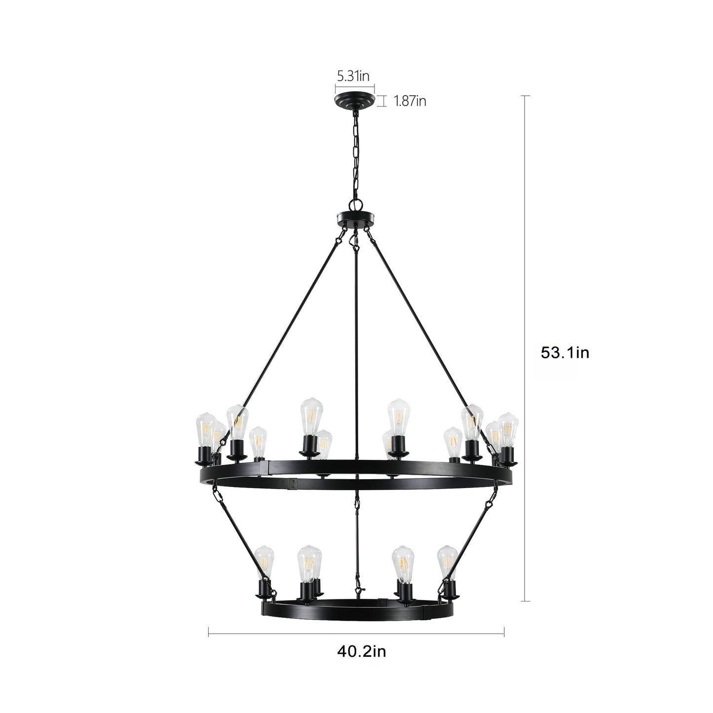 (NEW SKU:W1340P206659) Retro style Large 2 - Tier circular ceiling Ironwork chandelier - 1st Choice Furniture Direct