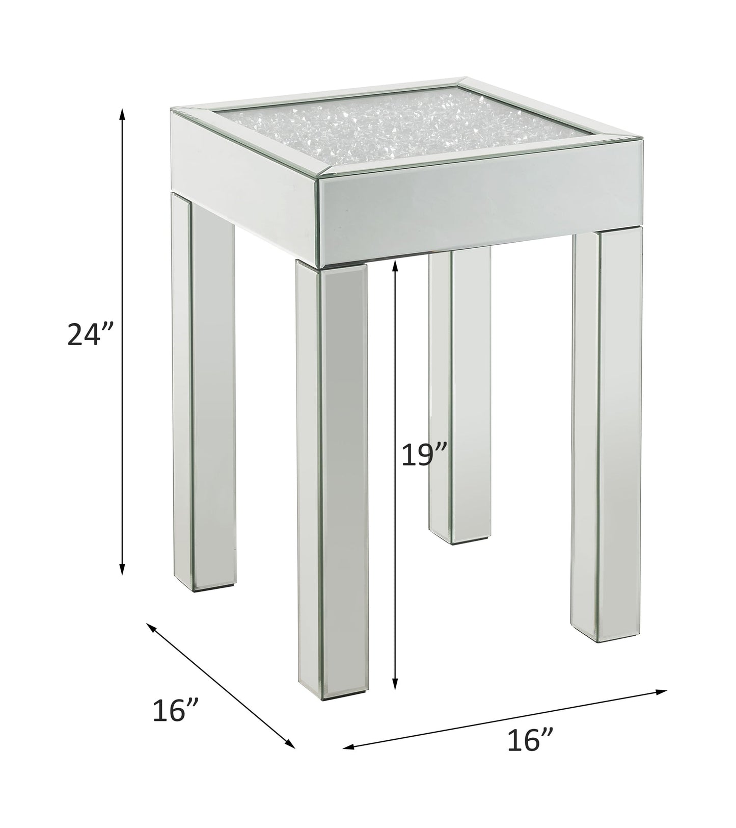 Noralie Mirrored & Faux Diamonds End Table - 1st Choice Furniture Direct