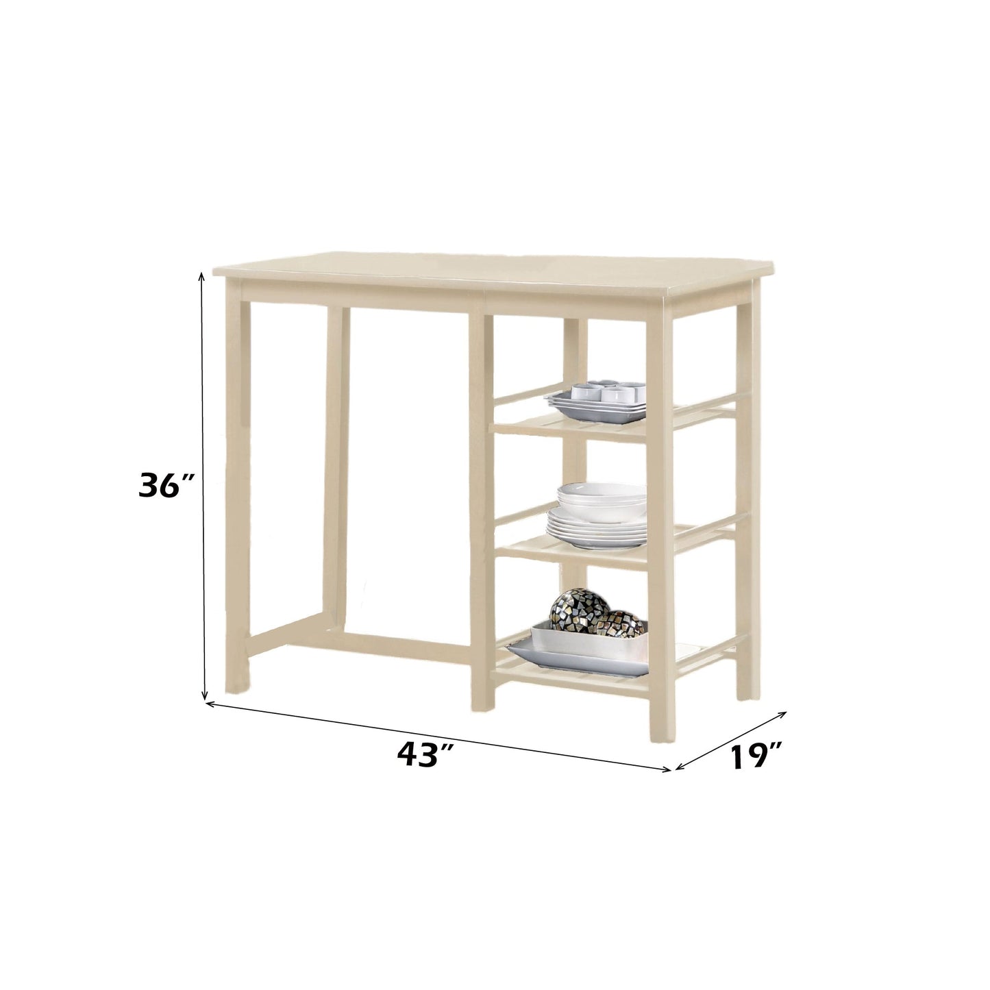 Nyssa Buttermilk Finish 3PCs Counter Height Set - 1st Choice Furniture Direct