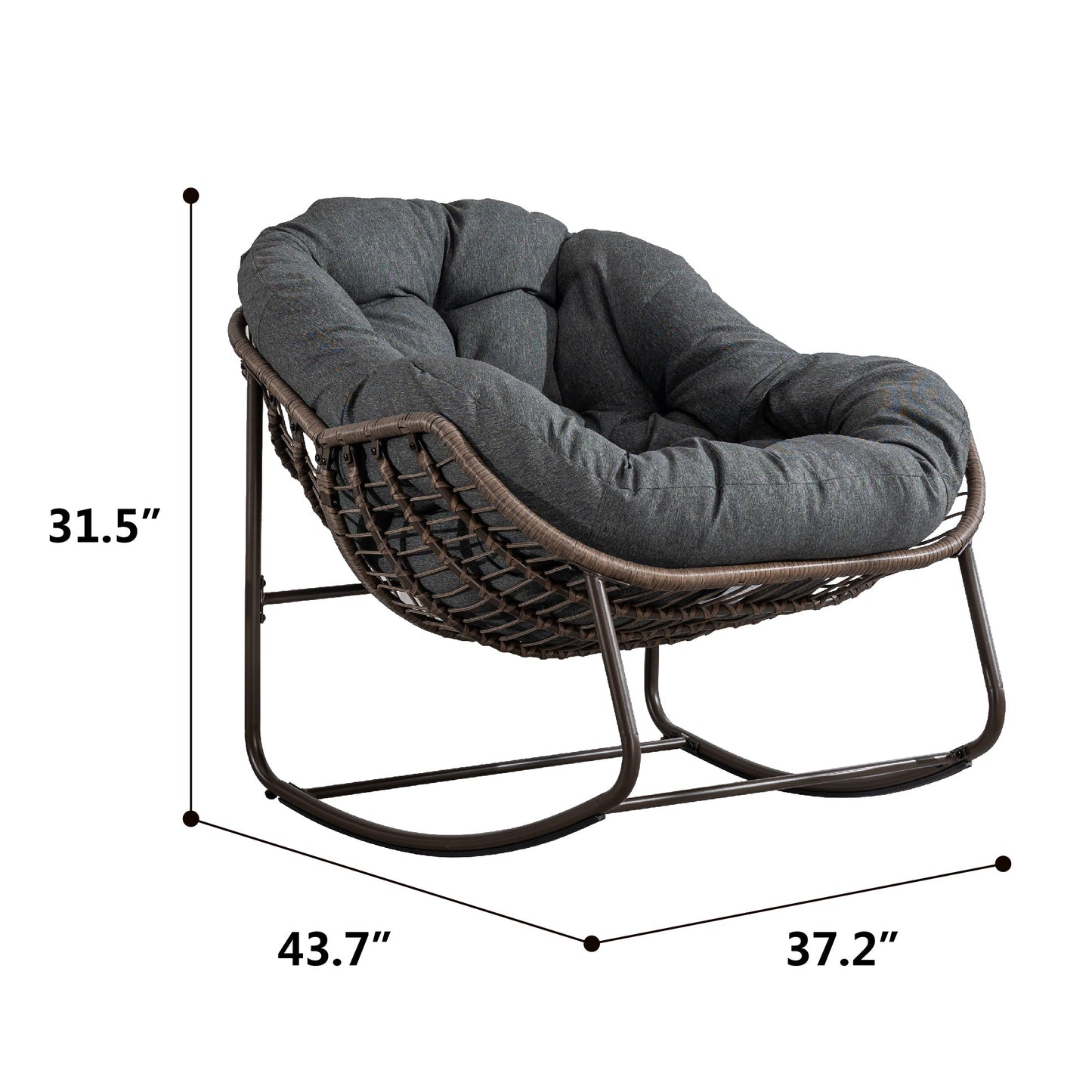 Outdoor Rattan Rocking Chair,Padded Cushion Rocker Recliner Chair Outdoor for Front Porch, Living Room, Patio, Garden, Orange - 1st Choice Furniture Direct