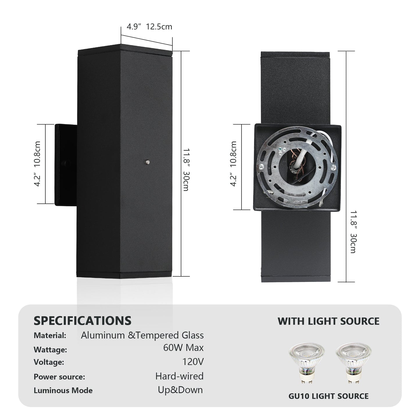 Outdoor Wall Light Fixture,Exterior Lighting Fixtures,Dusk to Dawn Modern Sconce Lights for Porch Patio Garage Front Door (Black,Square,with Sensor,2PK) - 1st Choice Furniture Direct
