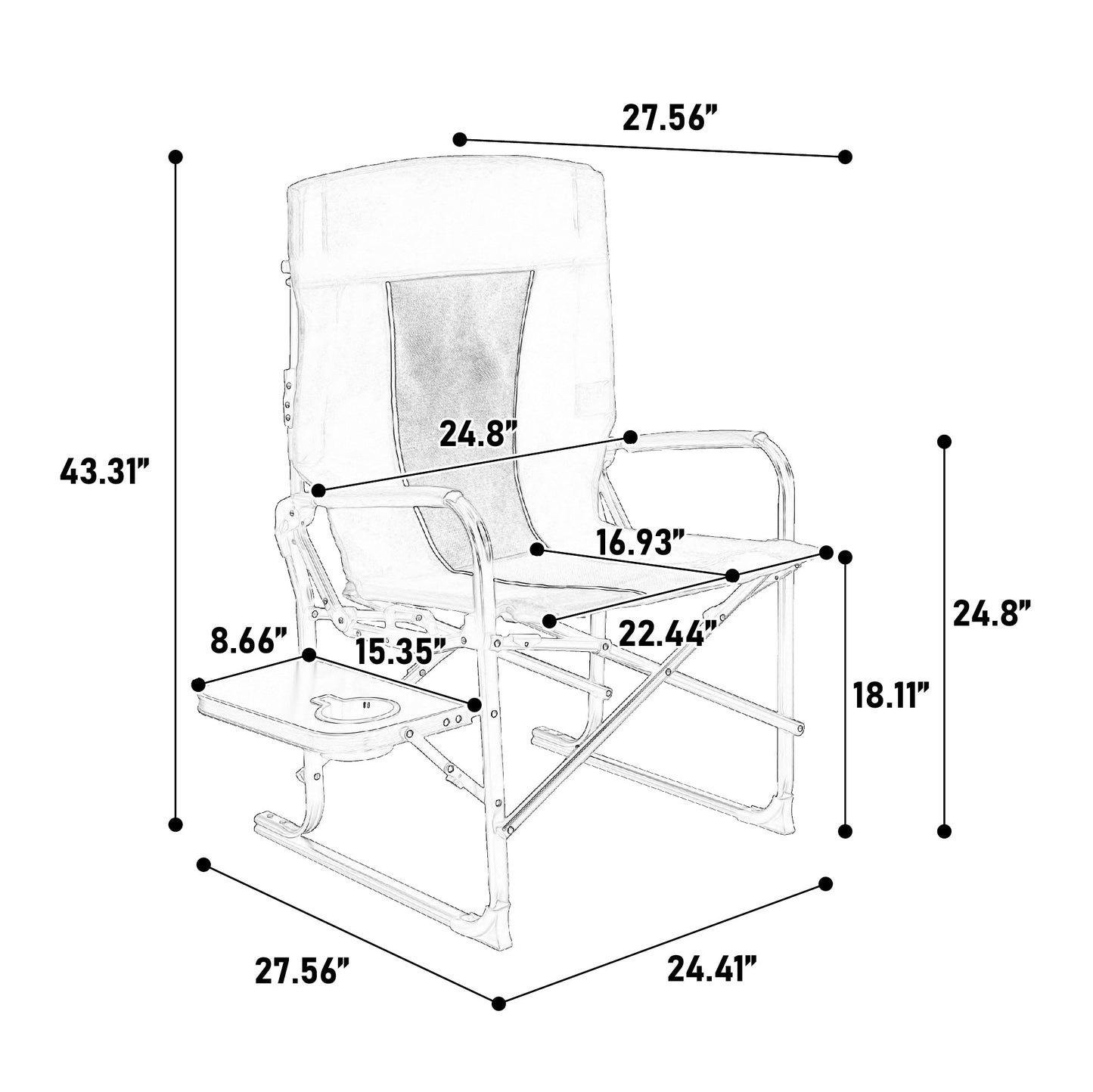 Oversized Blue Folding Camping Director Chair with Side Table - 1st Choice Furniture Direct