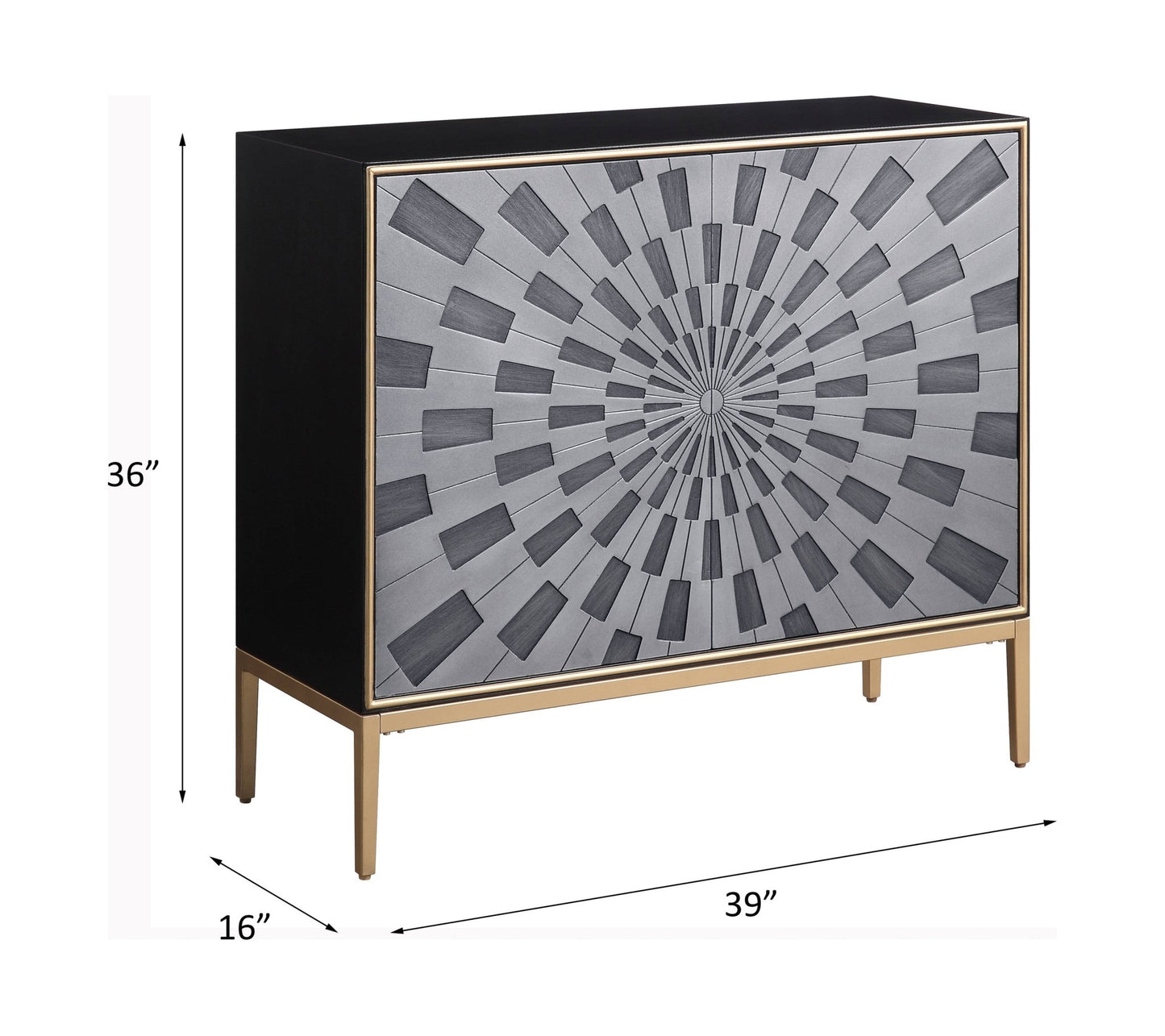 Quilla Black, Gray & Brass Finish Console Cabinet - 1st Choice Furniture Direct