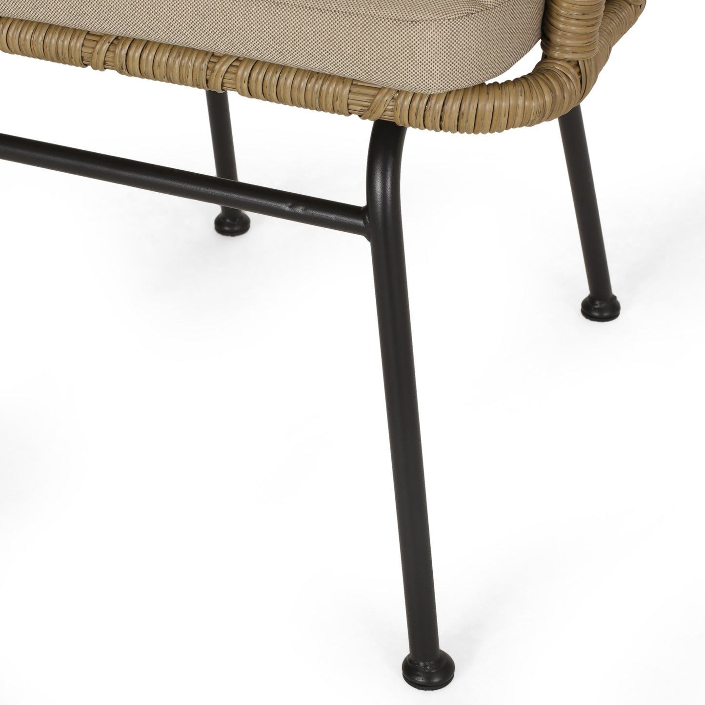 RANDY Modern Wicker Chair with Water-Resistant Cushions in Brown and Beige - 1st Choice Furniture Direct