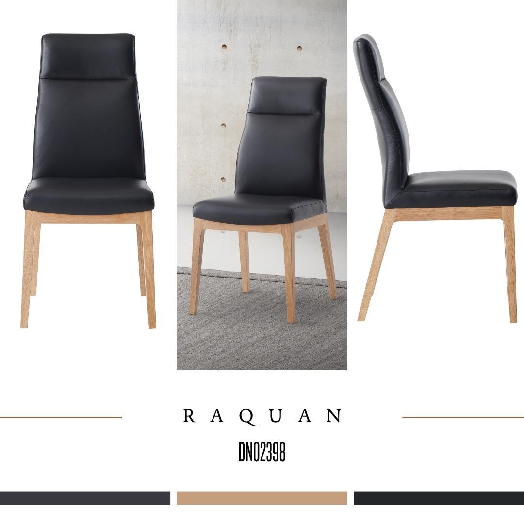 Raquan Black Leather & Walnut Finish Side Chair (Set of 2) - 1st Choice Furniture Direct