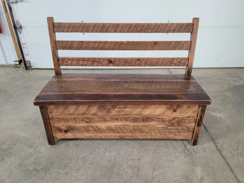 Reclaimed Barn Wood Storage Bench | Amish Handcrafted Entryway Bench with Lift - Top Storage - 1st Choice Furniture Direct