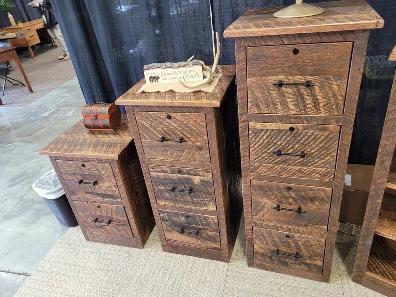 Reclaimed Barnwood Filing Cabinet | Rustic Farmhouse Office Storage - 1st Choice Furniture Direct