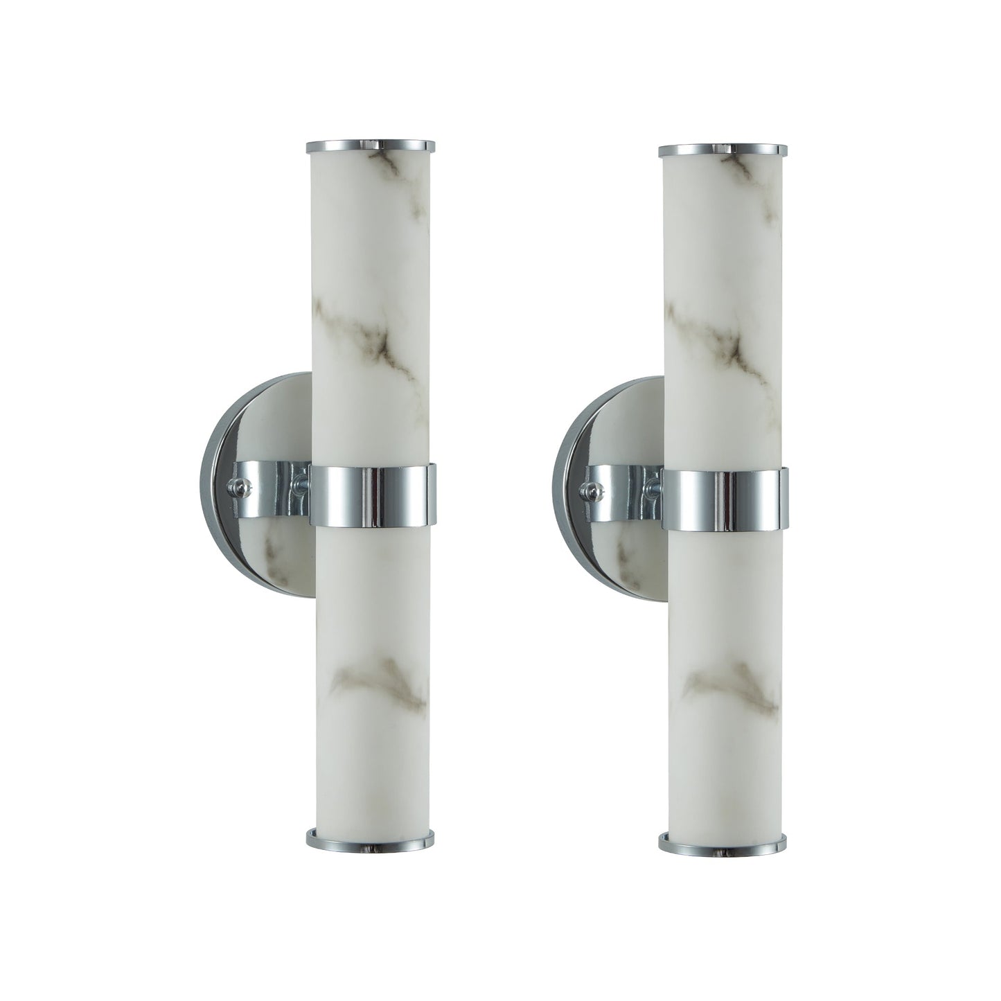 Resin Imitation Marble and Chrome Wall Sconce, Set of 2,Modern Vertical Light Fixture for Bathrooms, Hallways, and Bedrooms (Only Indoor) - 1st Choice Furniture Direct
