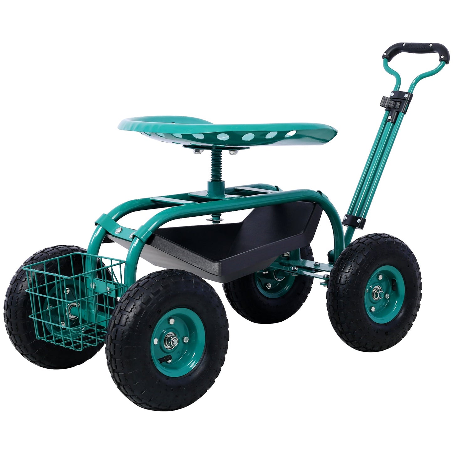 Rolling Garden Scooter Garden Cart Seat with Wheels and Tool Tray, 360 Swivel Seat,Green - 1st Choice Furniture Direct