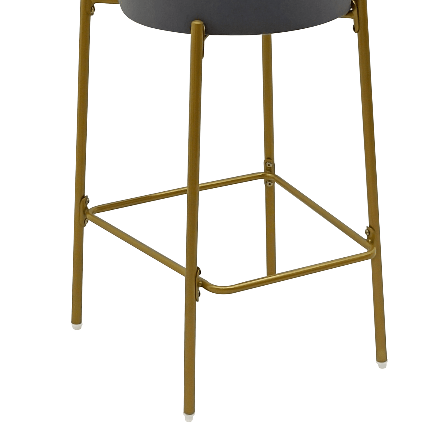 Set of 2 Velvet Upholstered Bar Stools Round Counter Stool with Backrest & Footrest Dining Chairs for Kitchen Island (Gray) - 1st Choice Furniture Direct