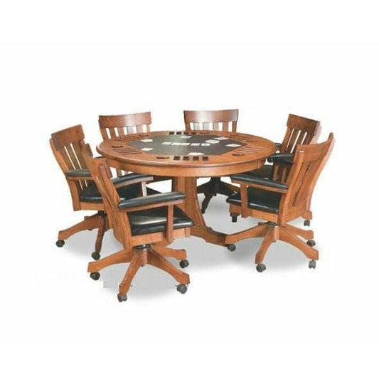 Silverline Flip Top Game Table Silverline 52" Signature Mission QSWO Leather Insert Flip Top Game Table