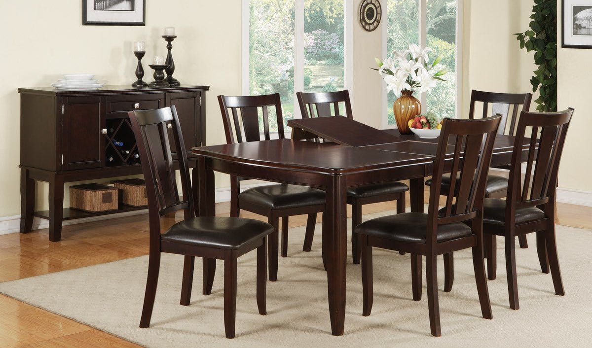 Simple Contemporary Set of 2 Side Chairs Brown Finish Dining Seating Cushion Chair Unique Design Kitchen Dining Room Faux Leather Seat - 1st Choice Furniture Direct