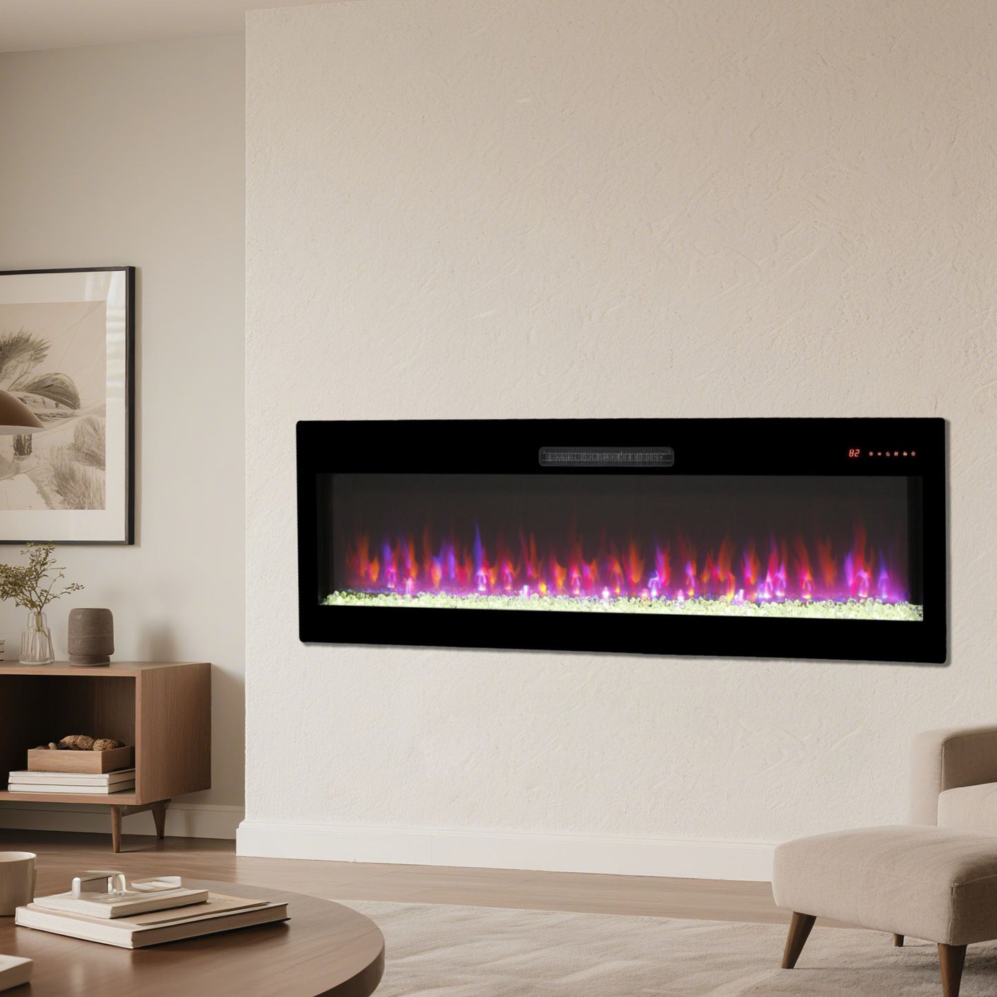 Smart 50' WiFi - Enabled Electric Fireplace Heater, Recessed in - Wall and Wall - Mounted - 1st Choice Furniture Direct