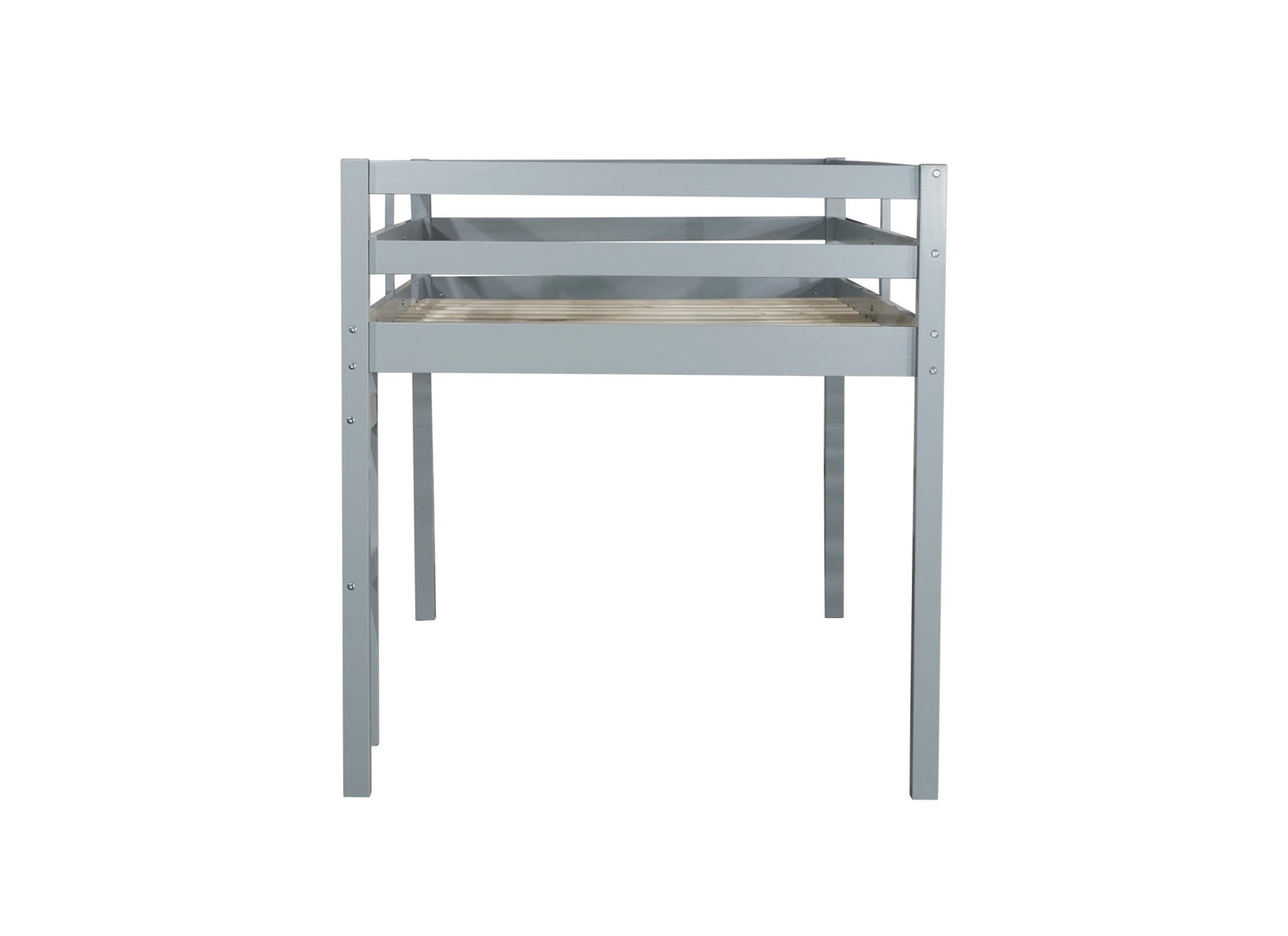 Solid Wooden, Rubber Wooden Twin Loft Bed with Ladder, Bed Platform of Strengthened Slats , Grey - 1st Choice Furniture Direct