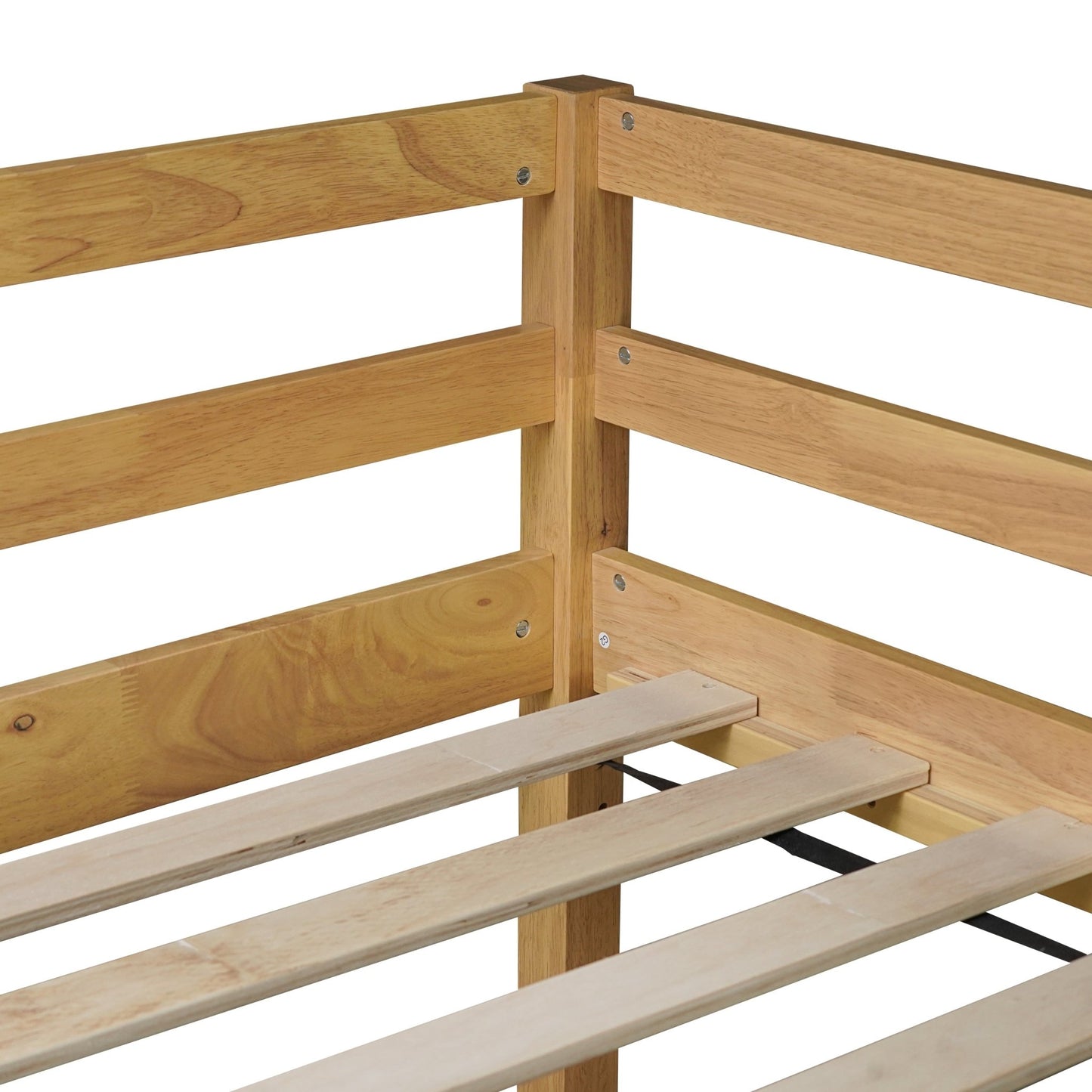 Solid Wooden, Rubber Wooden Twin Loft Bed with Ladder, Bed Platform of Strengthened Slats, Natural - 1st Choice Furniture Direct