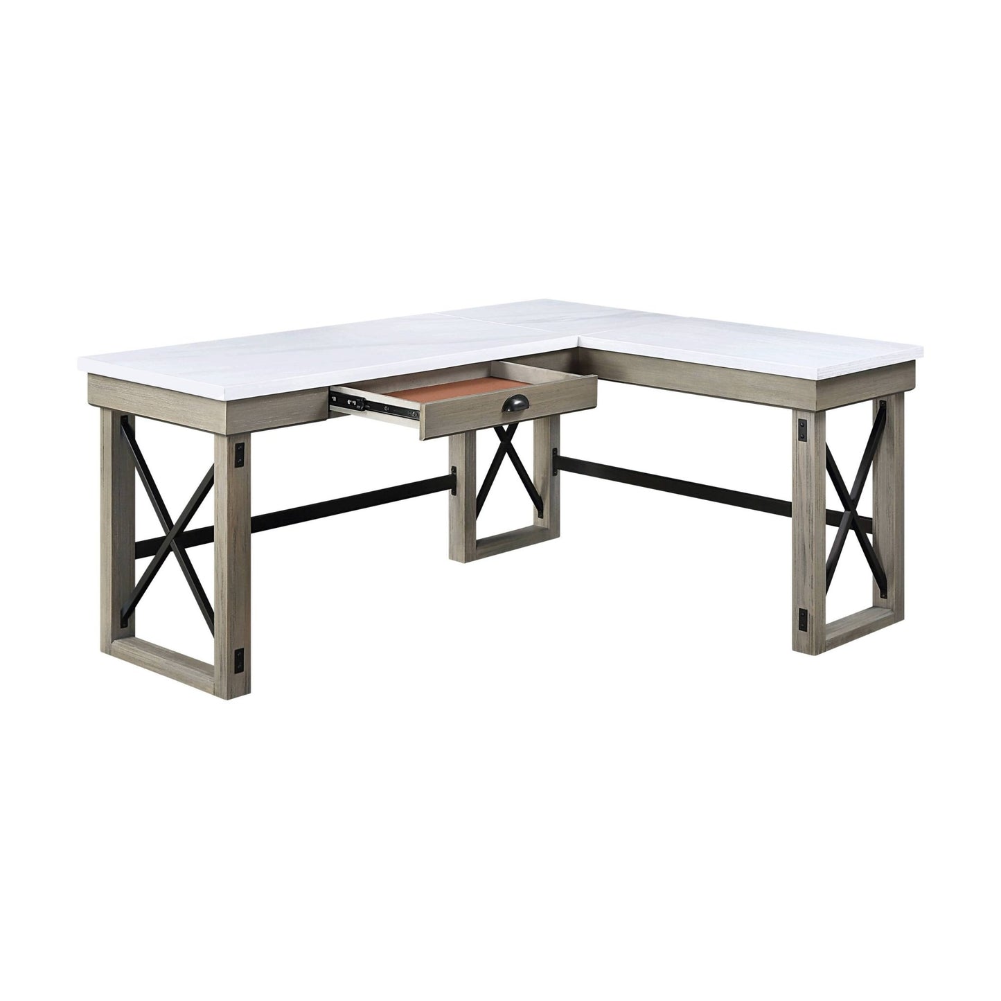 Talmar Marble Top & Rustic Oak Finish Writing Desk W/Lift Top - 1st Choice Furniture Direct