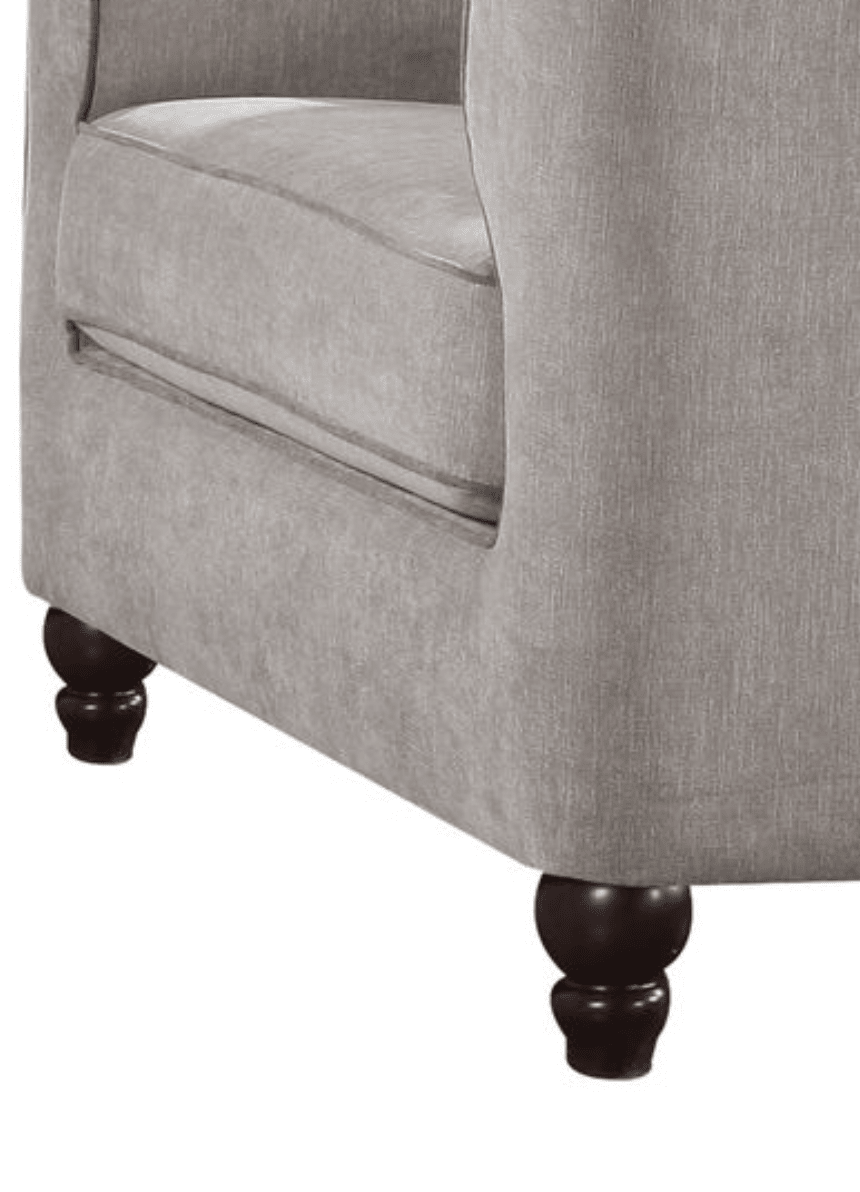 Tan Velvet Accent Chair with Button Tufting & Shelter Arms - 1st Choice Furniture Direct