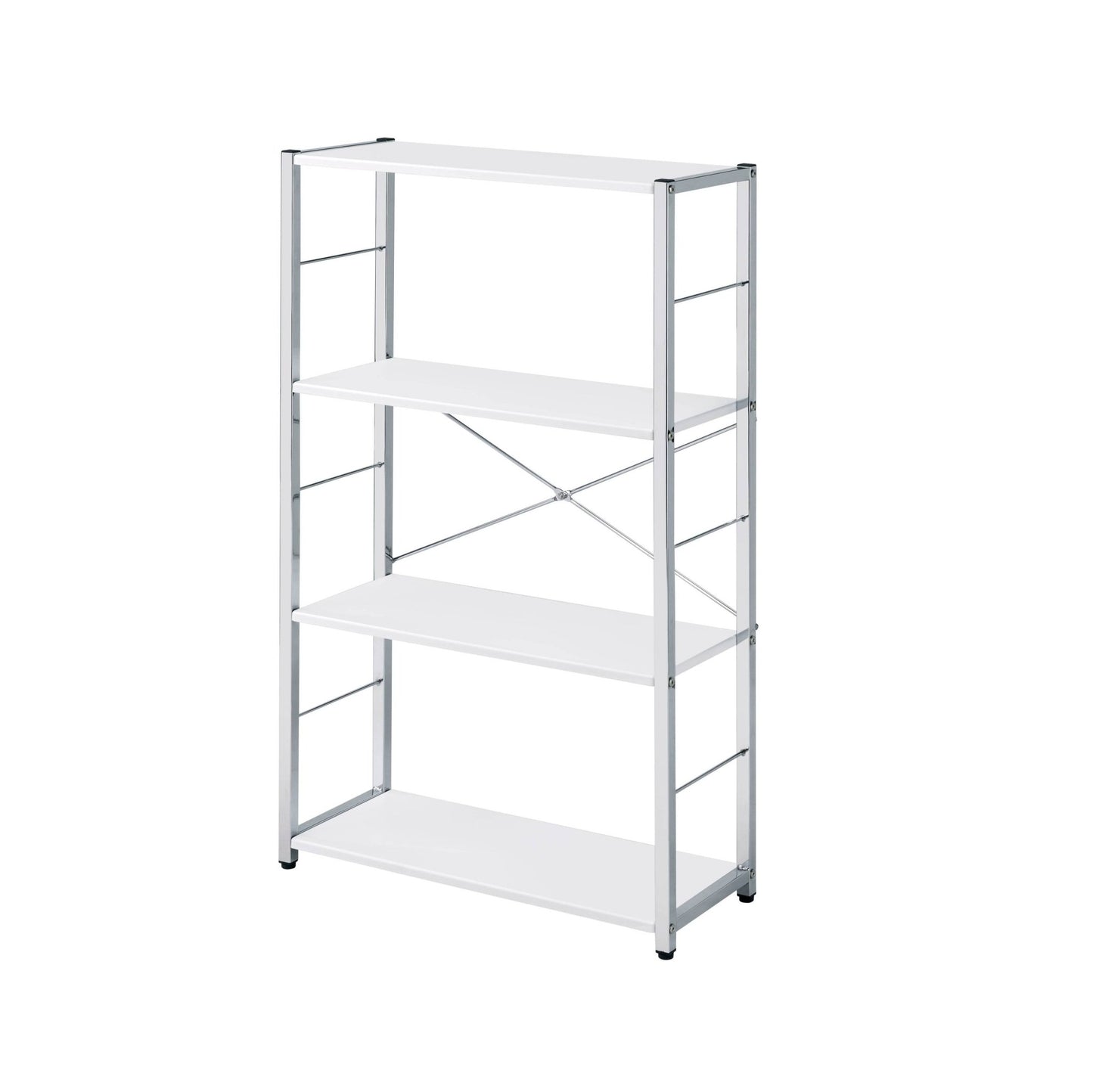 Tennos White & Chrome Finish Bookshelf - 1st Choice Furniture Direct