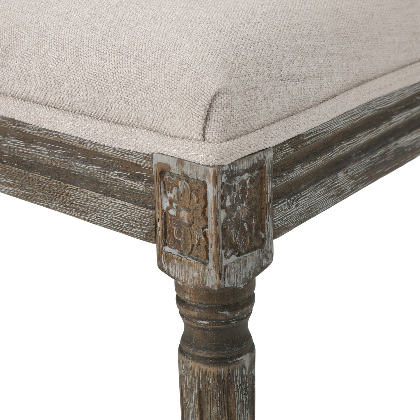 Traditional Style Dining Chair with Modern Color Accent in Wheat Fabric and Rubberwood - 1st Choice Furniture Direct