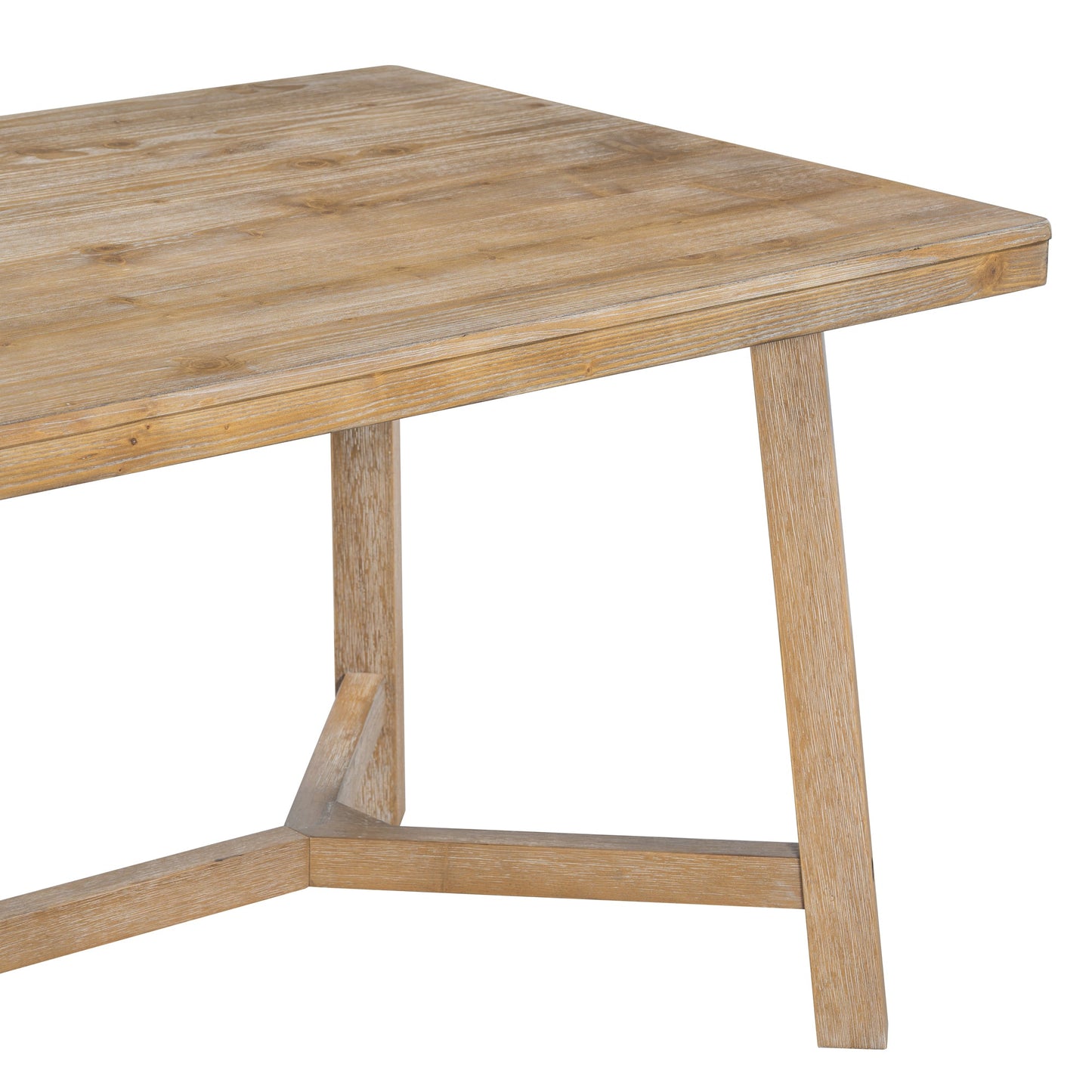 TREXM 6 - piece Retro Farmhouse Style Dining Set, Rectangular Table and 4 Upholstered Chairs with Rattan and Bench for Dining Room and Kitchen (Natural Wood Wash) - 1st Choice Furniture Direct