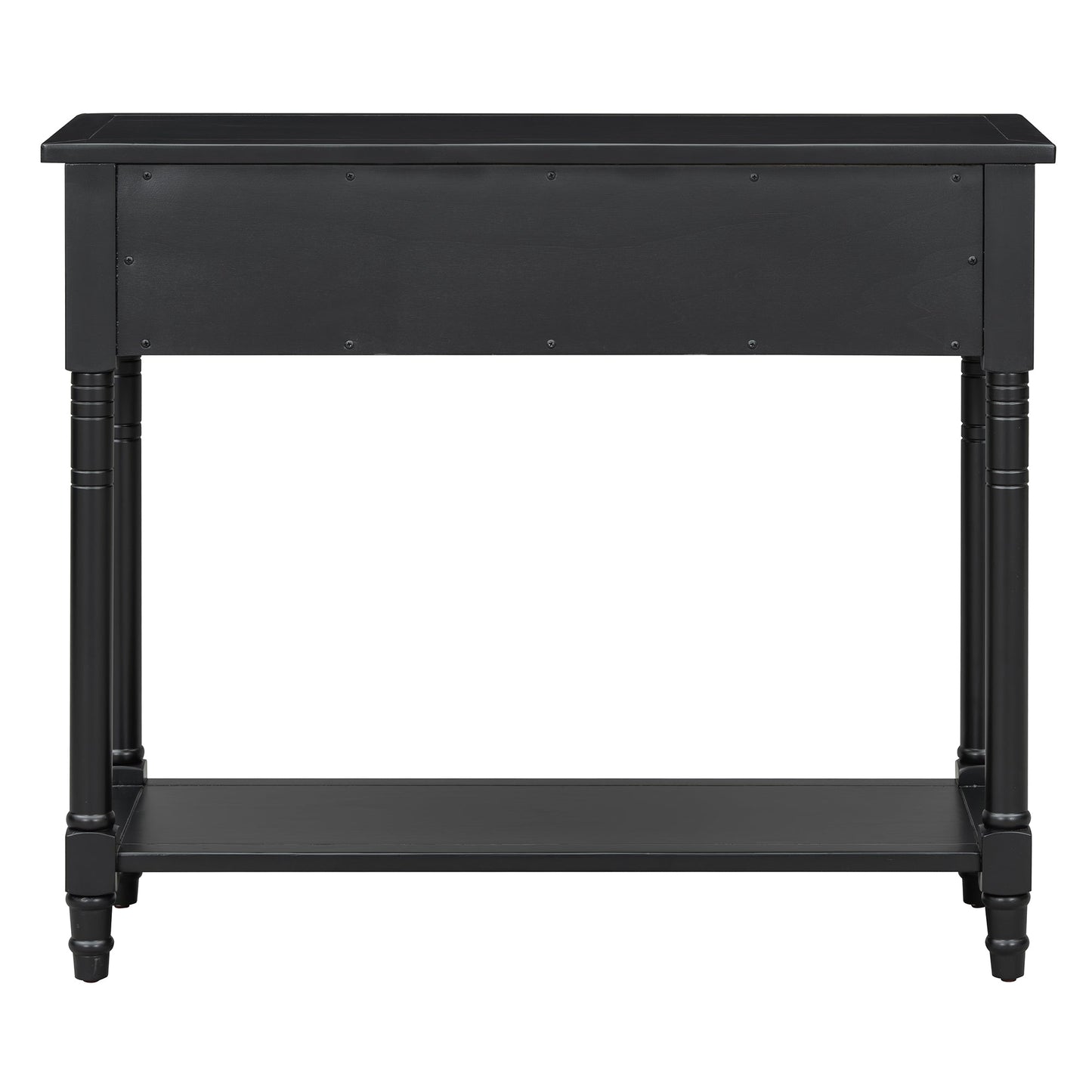 TREXM Daisy Series Console Table Traditional Design with Two Drawers and Bottom Shelf (Black) - 1st Choice Furniture Direct