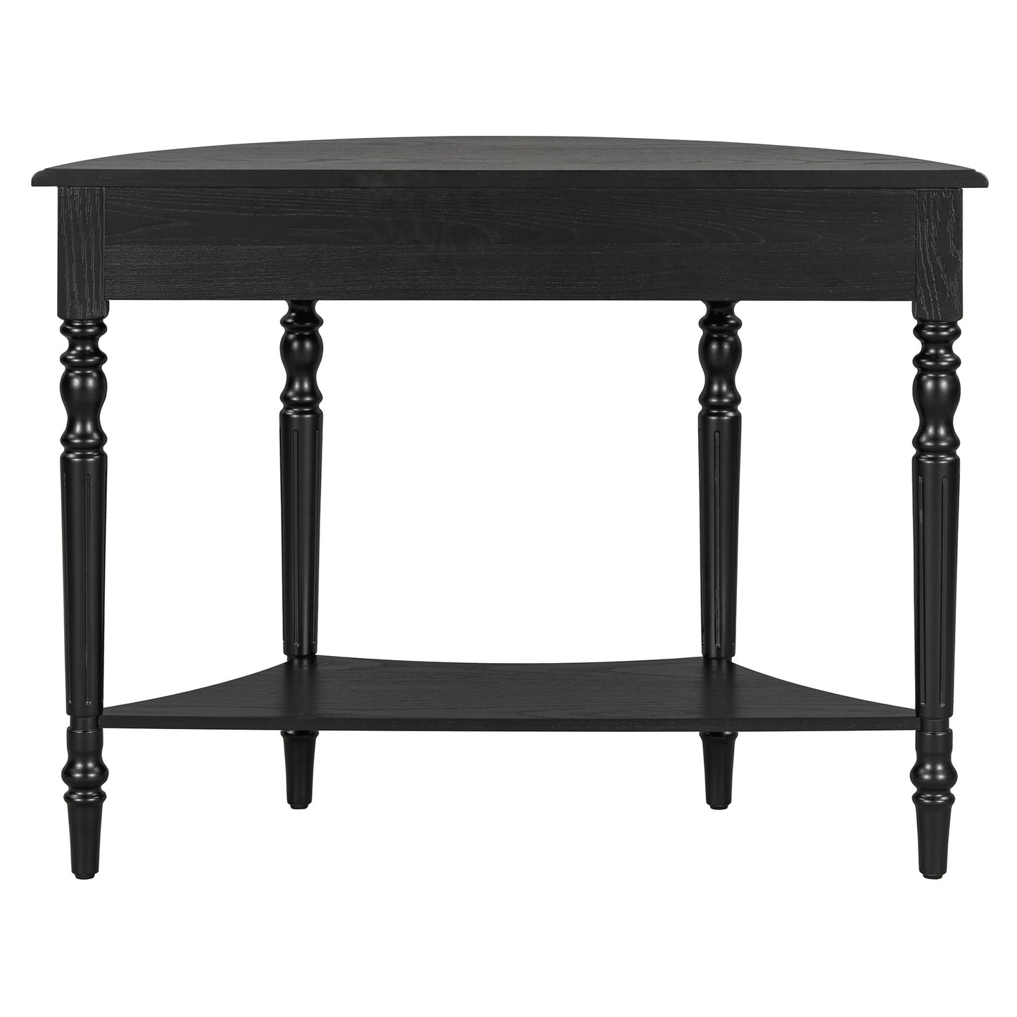 TREXM Farmhouse Half Moon Console Table with Drawer & Shelf - Rustic Accent Table, Sofa Table for Entryway, Living Room, Hallway and Foyer (Black) - 1st Choice Furniture Direct