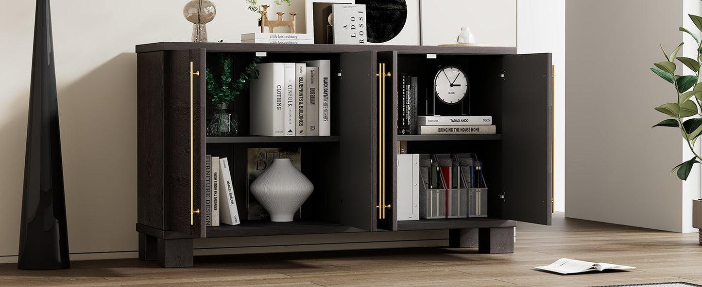 TREXM Sideboard Buffet Cabinet with Storage, Wood Sideboard with Adjustable Shelves and Gold Handles for Kitchen, Dining Room and Living Room (Taupe) - 1st Choice Furniture Direct