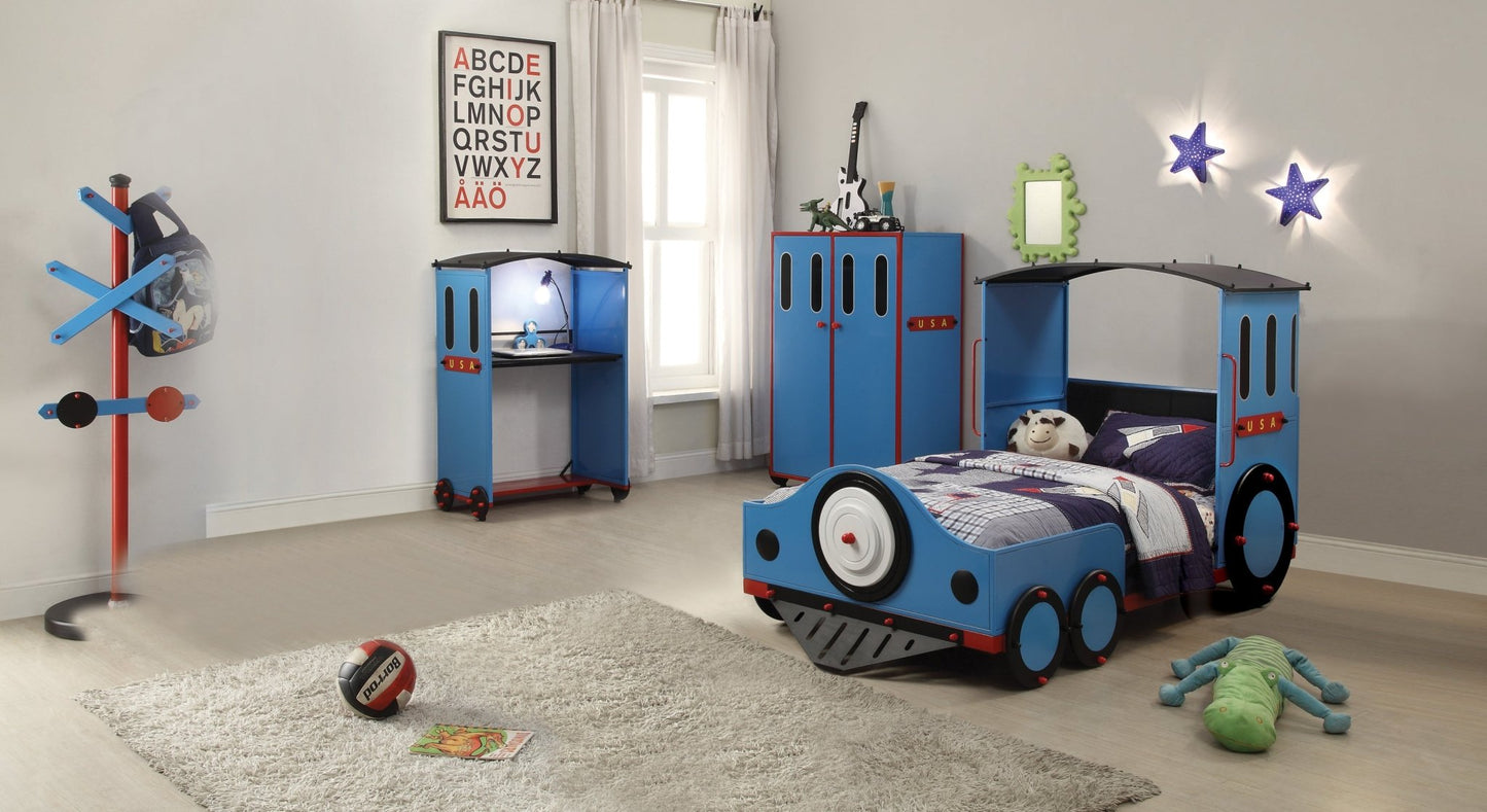 Twin Train-Themed Metal Bed with Padded Headboard - 1st Choice Furniture Direct