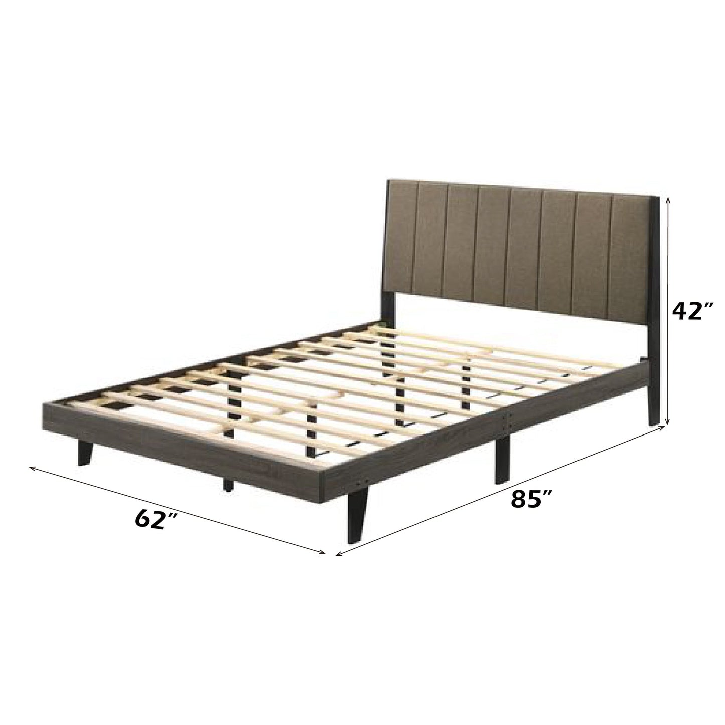 Valdemar Brown Fabric & Weathered Gray Finish Queen Bed - 1st Choice Furniture Direct