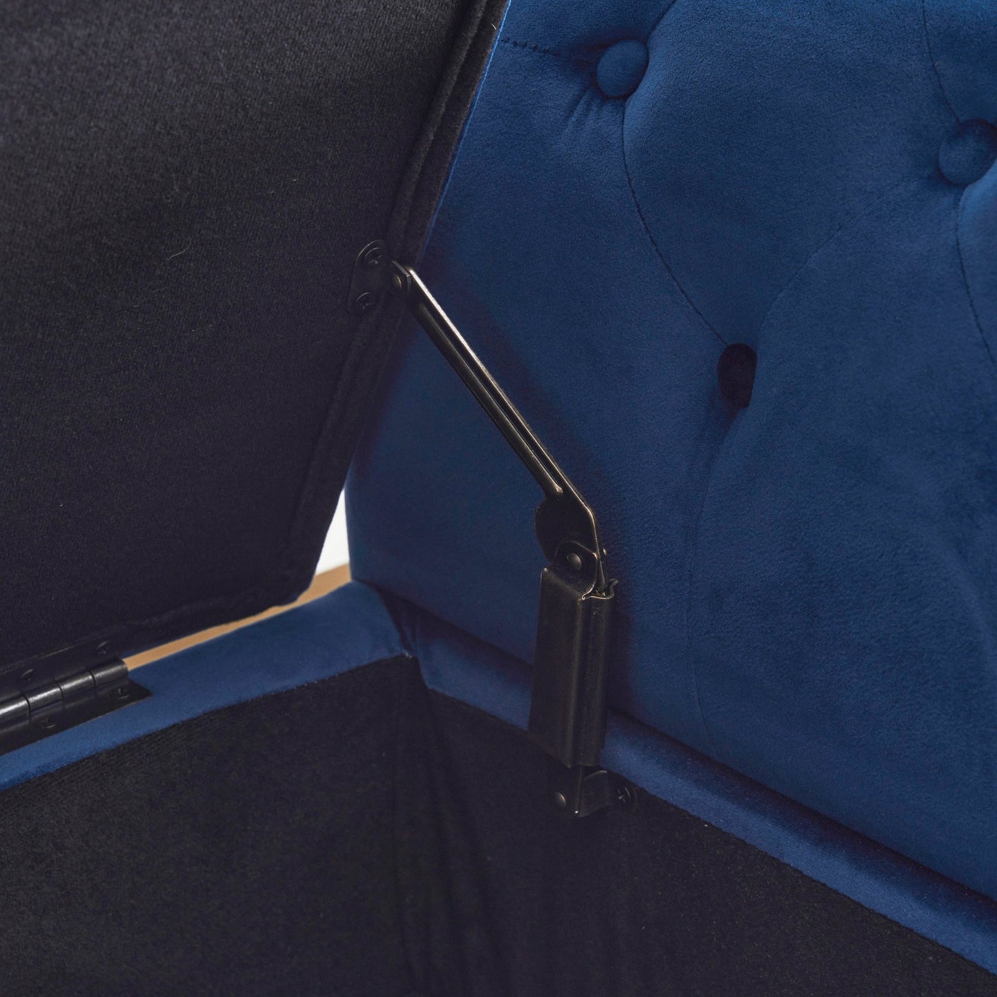 Velvet Multifunctional Storage Ottoman Bench with Pillow, Navy Blue, Luxurious Upholstery, Spacious Design - 1st Choice Furniture Direct