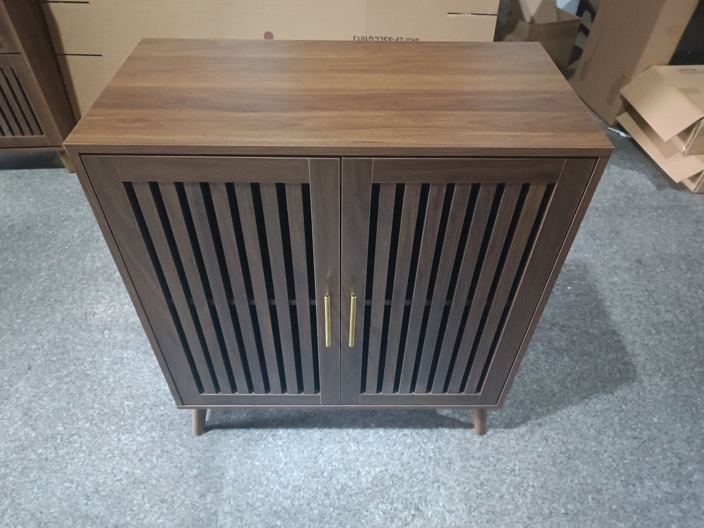 Walnut Farmhouse Storage Cabinet | Sideboard Buffet with Shelves - 1st Choice Furniture Direct