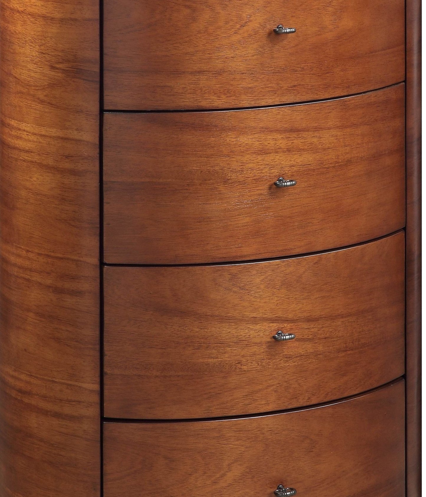 Walnut Finish 1pc Chest of Five Drawers Marble Top Ball Bearing Glides Bedroom Furniture - 1st Choice Furniture Direct