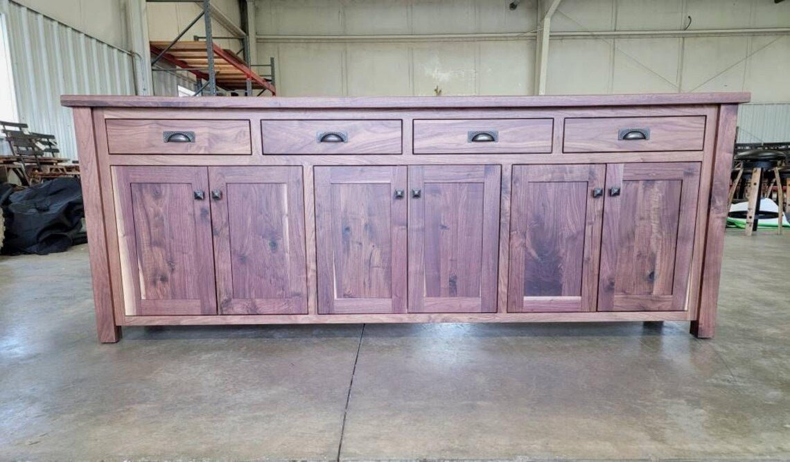 Walnut Sideboard Buffet Amish Built Rustic Walnut Buffet Made in the USA - 1st Choice Furniture Direct