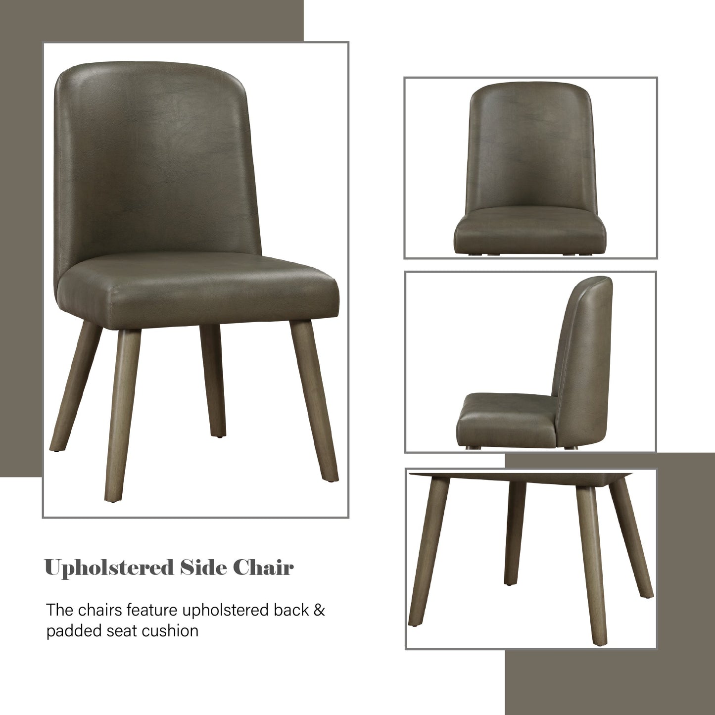 Waylon Gray Synthetic Leather & Gray Oak Finish Side Chair (Set of 2) - 1st Choice Furniture Direct