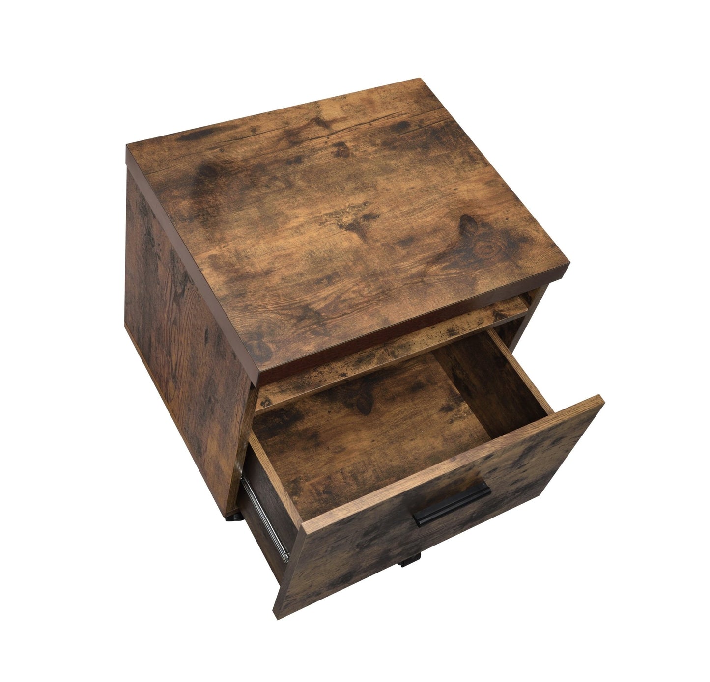 Weathered Oak Mobile File Cabinet with Drawer and Open Shelf - 1st Choice Furniture Direct