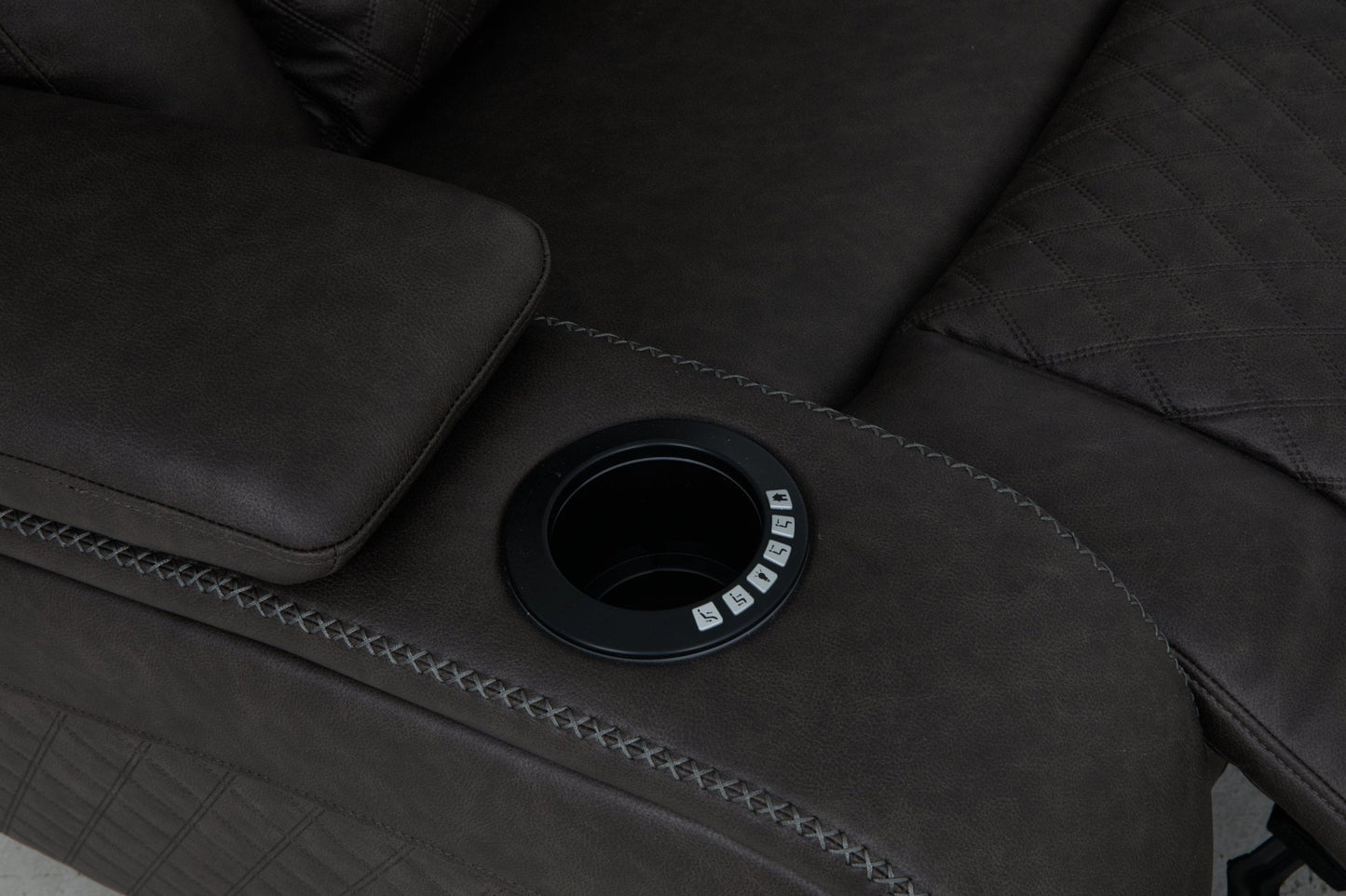 Wendell Dark Gray Microfiber Power Motion Recliner w/Storage, USB & LED - 1st Choice Furniture Direct