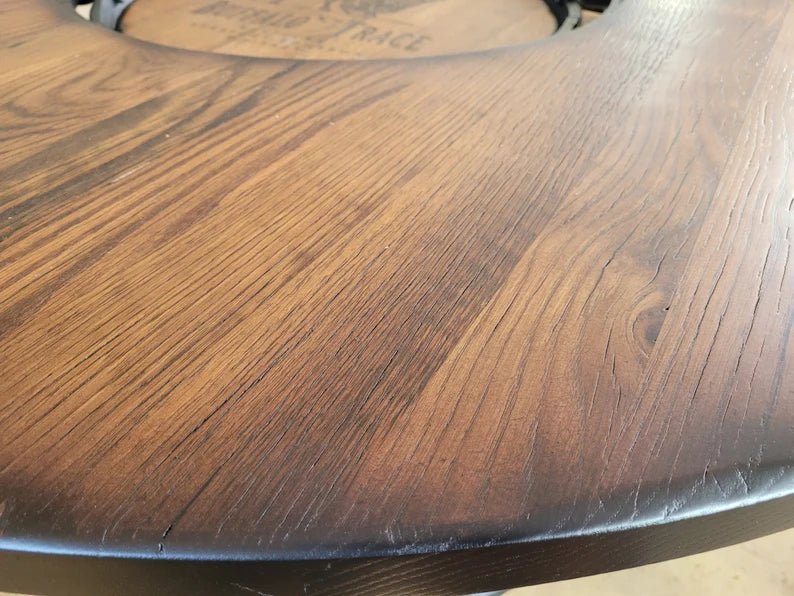 Whiskey Barrel Pub Table Set with Barnwood Top & Stave Chairs ā Rustic Dining Set - 1st Choice Furniture Direct