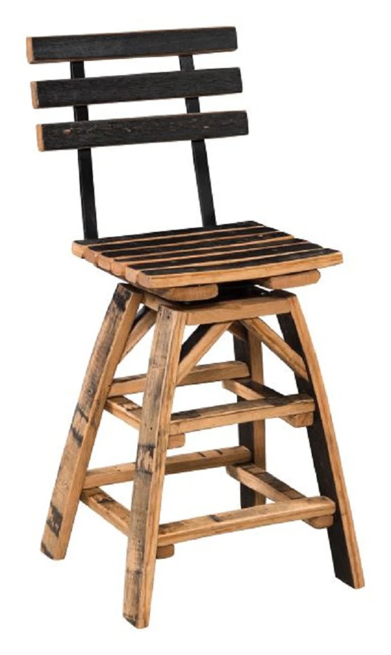 Whiskey Barrel Stave Swivel Bar Stool – Rustic Pub Furniture - 1st Choice Furniture Direct