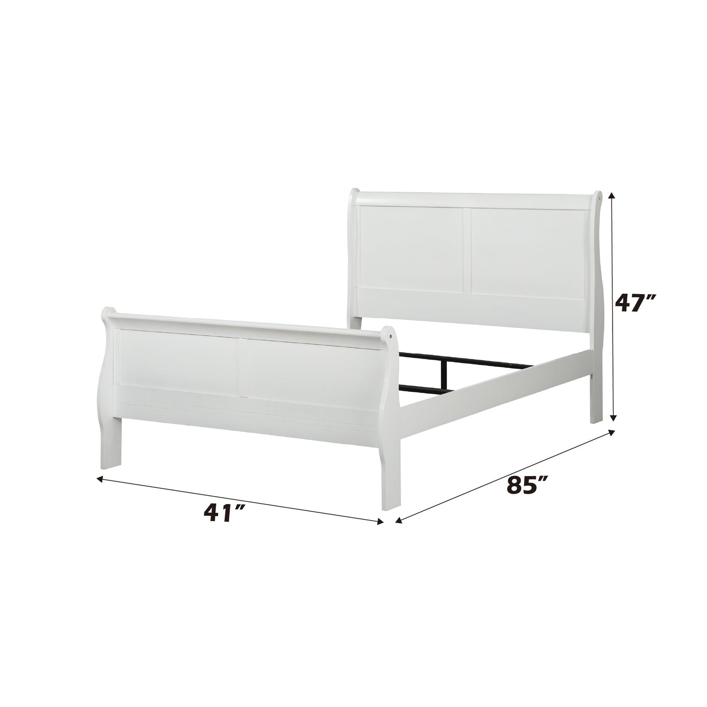 White Twin Sleigh Bed with Curved Headboard & Low Footboard - 1st Choice Furniture Direct