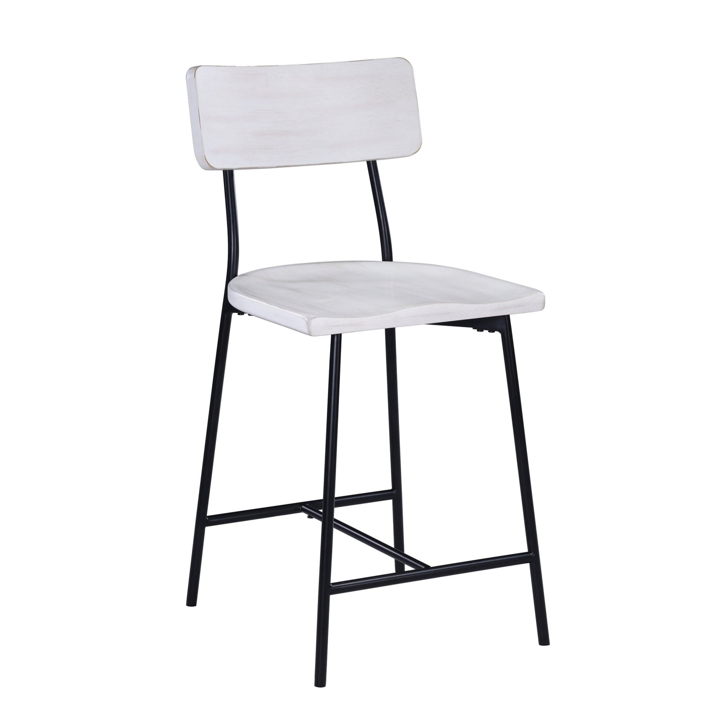 White Washed Wood & Metal Counter Stool | Modern Farmhouse Bar Chair with Back - 1st Choice Furniture Direct